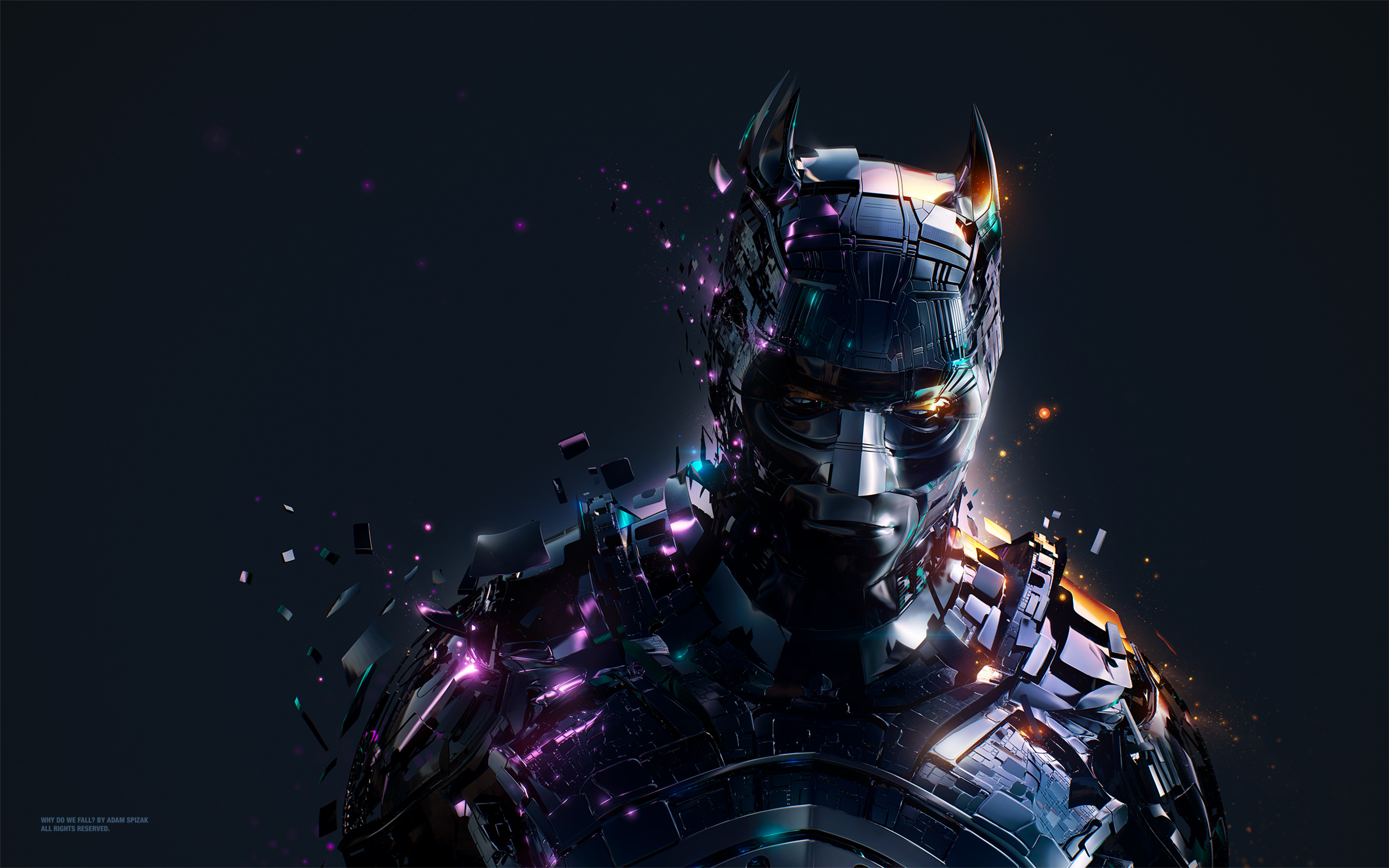 Batman artwork with shattering effect HD Wallpaper