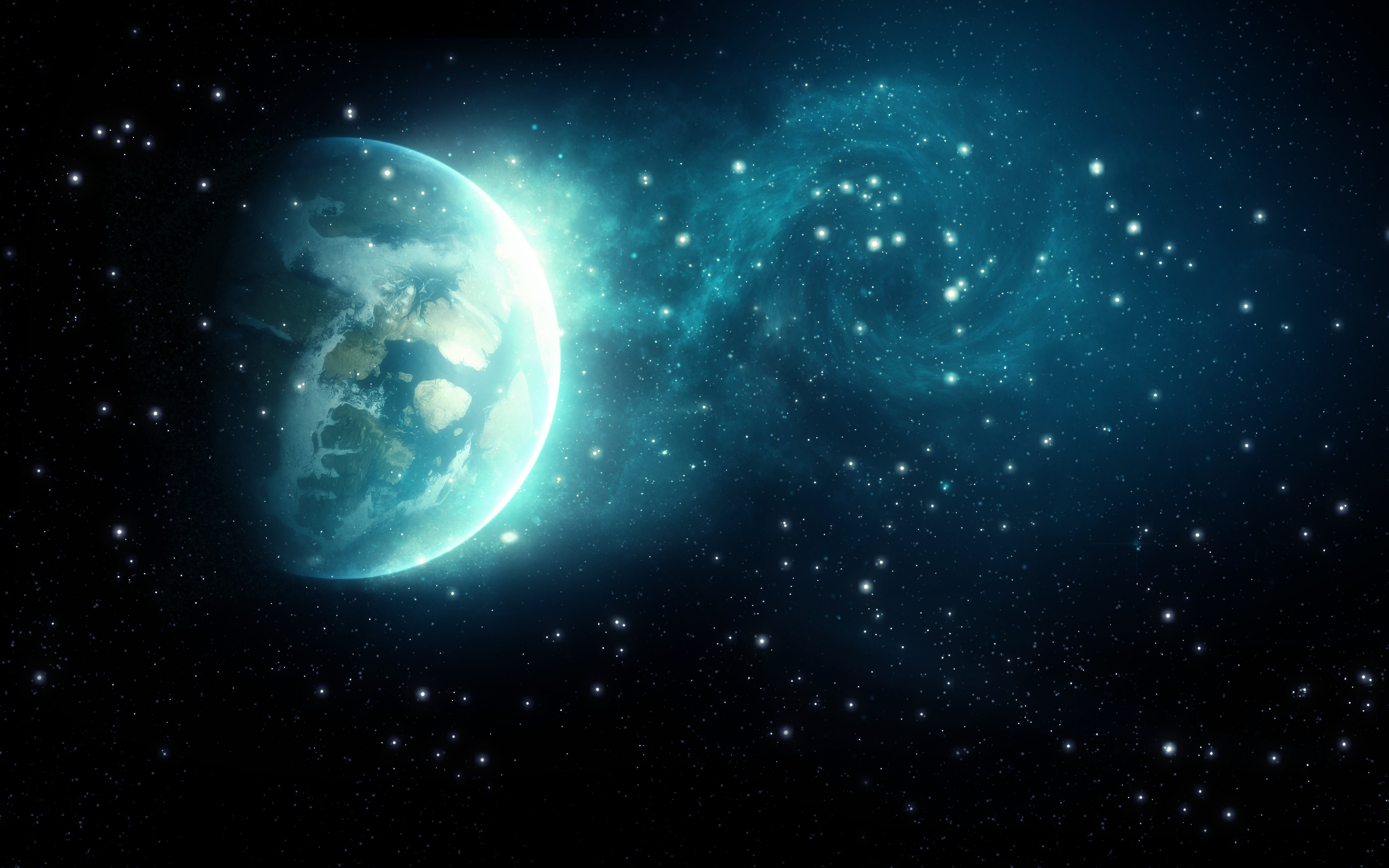 Earth in a nebula with stars HD Wallpaper