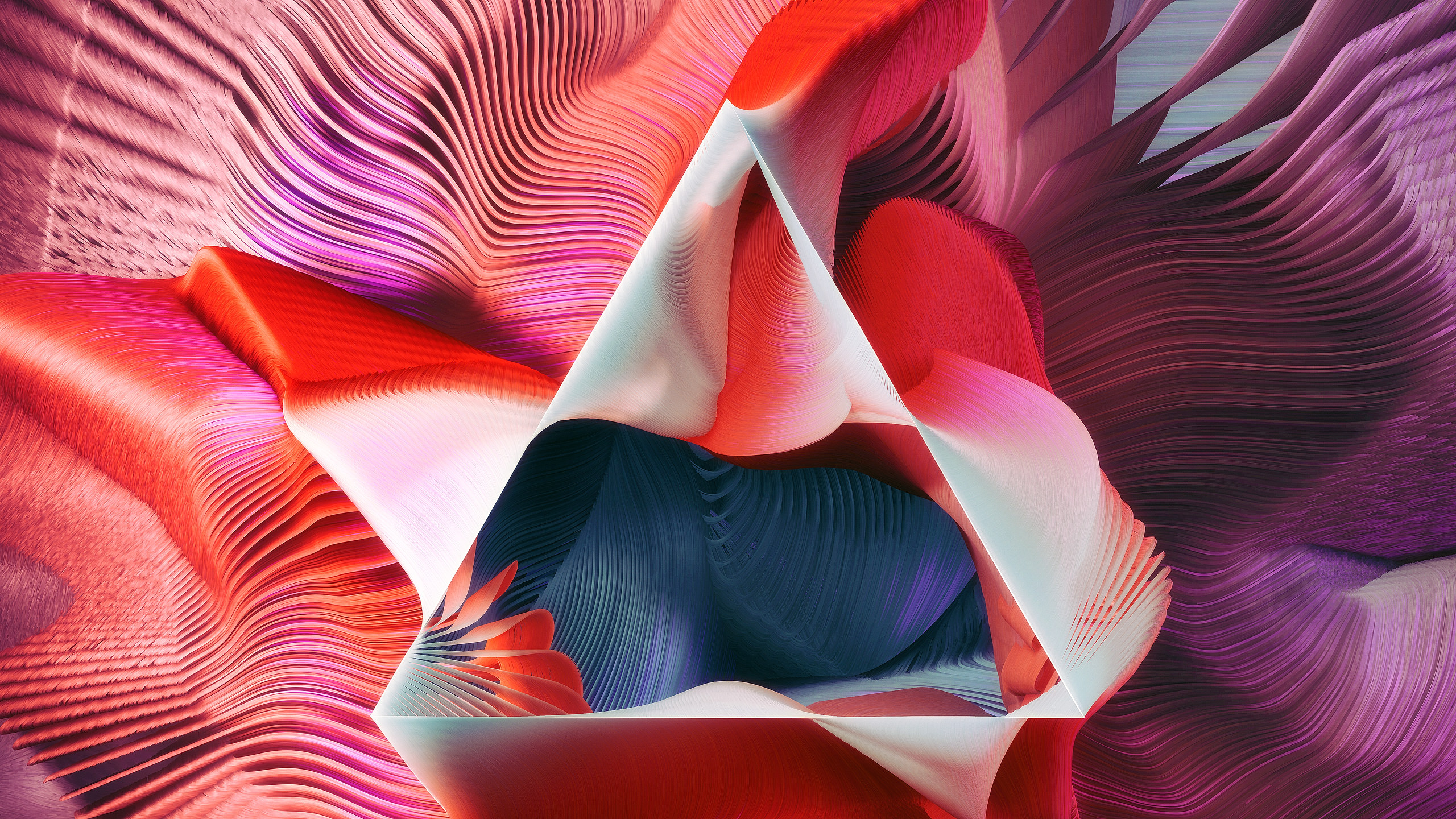 Abstract Triangle with Red and Purple Plumes HD Wallpaper