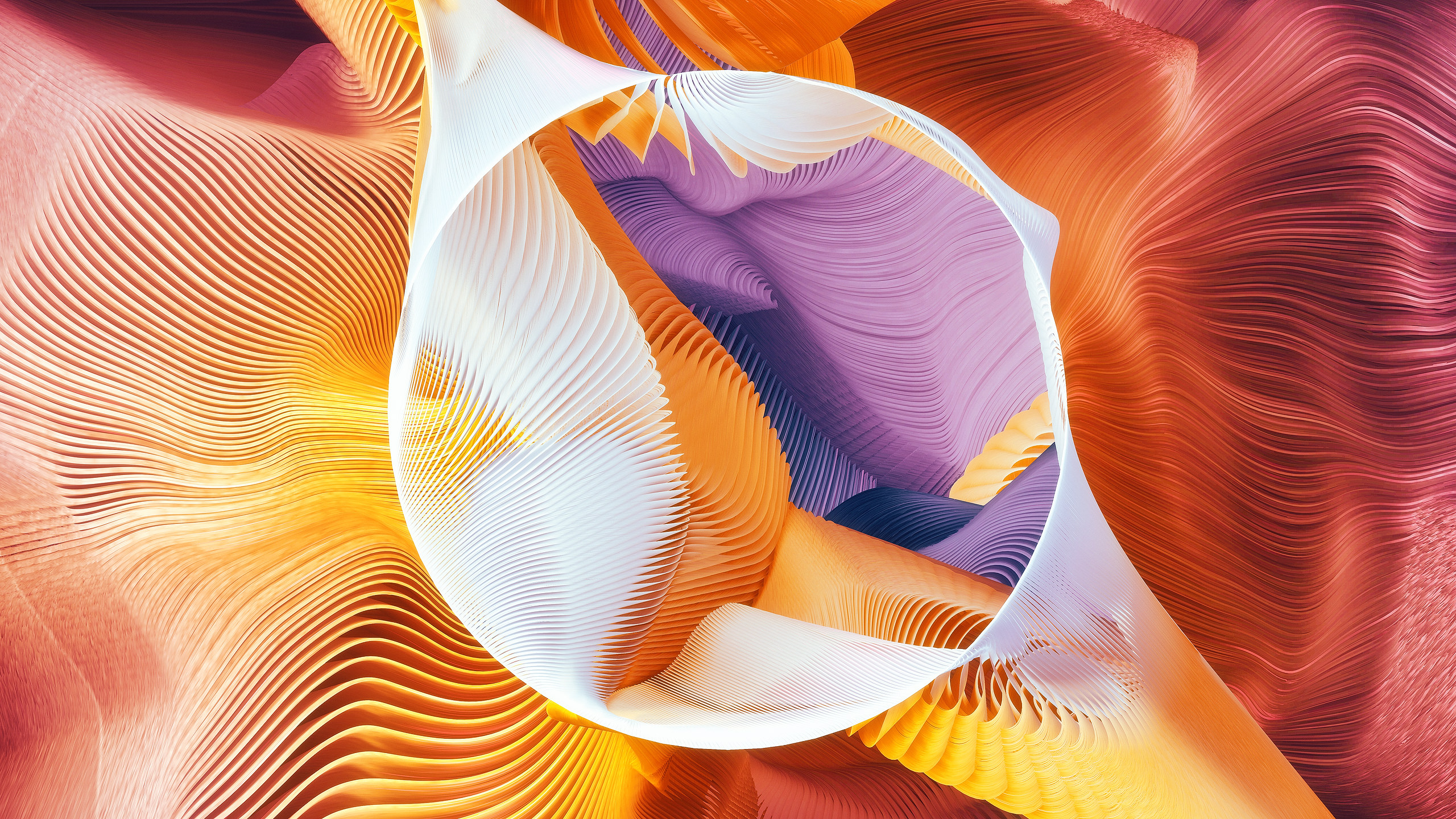 Abstract swirling forms with a circular opening HD Wallpaper
