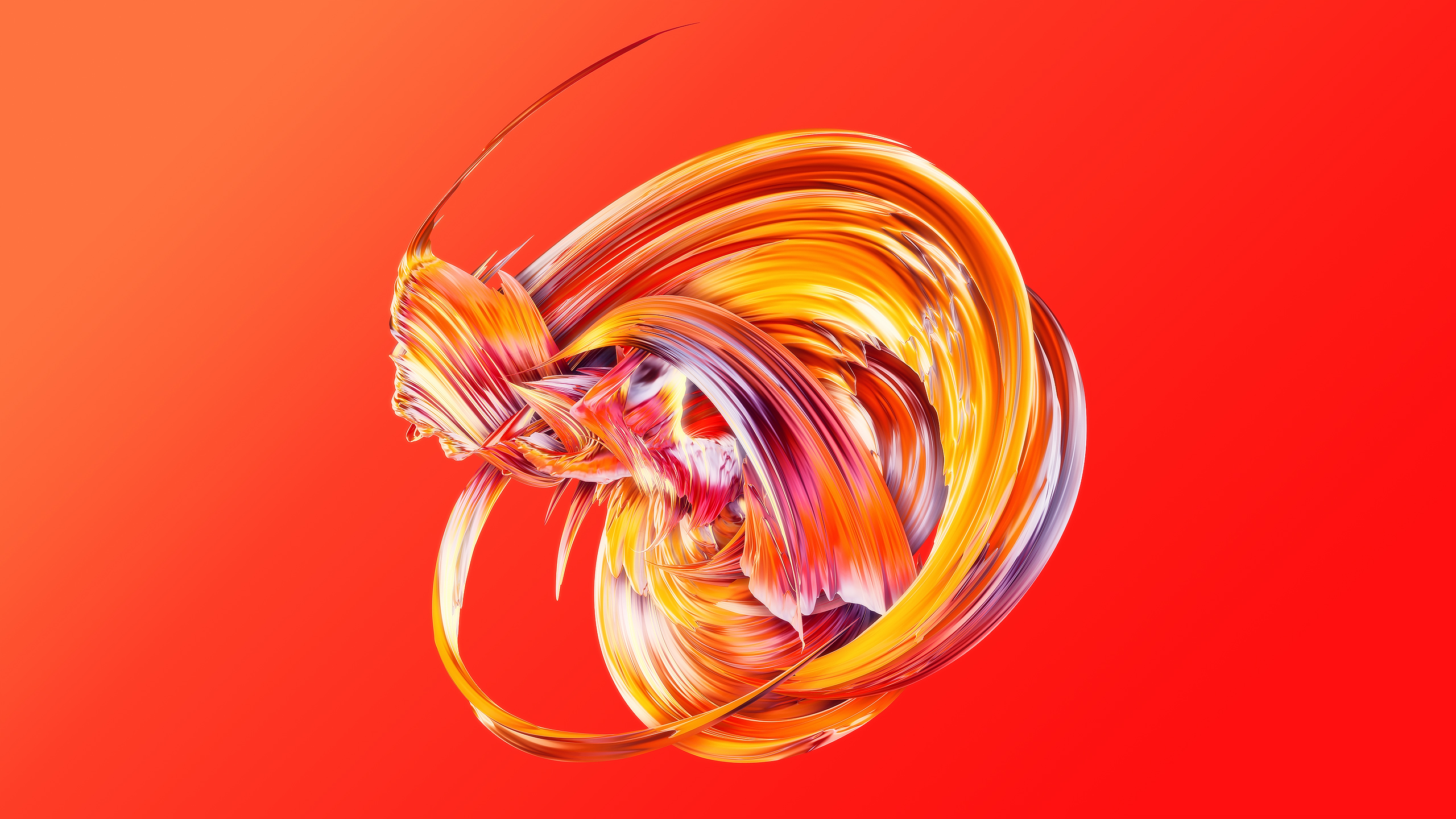 Abstract orange and yellow paint wave HD Wallpaper