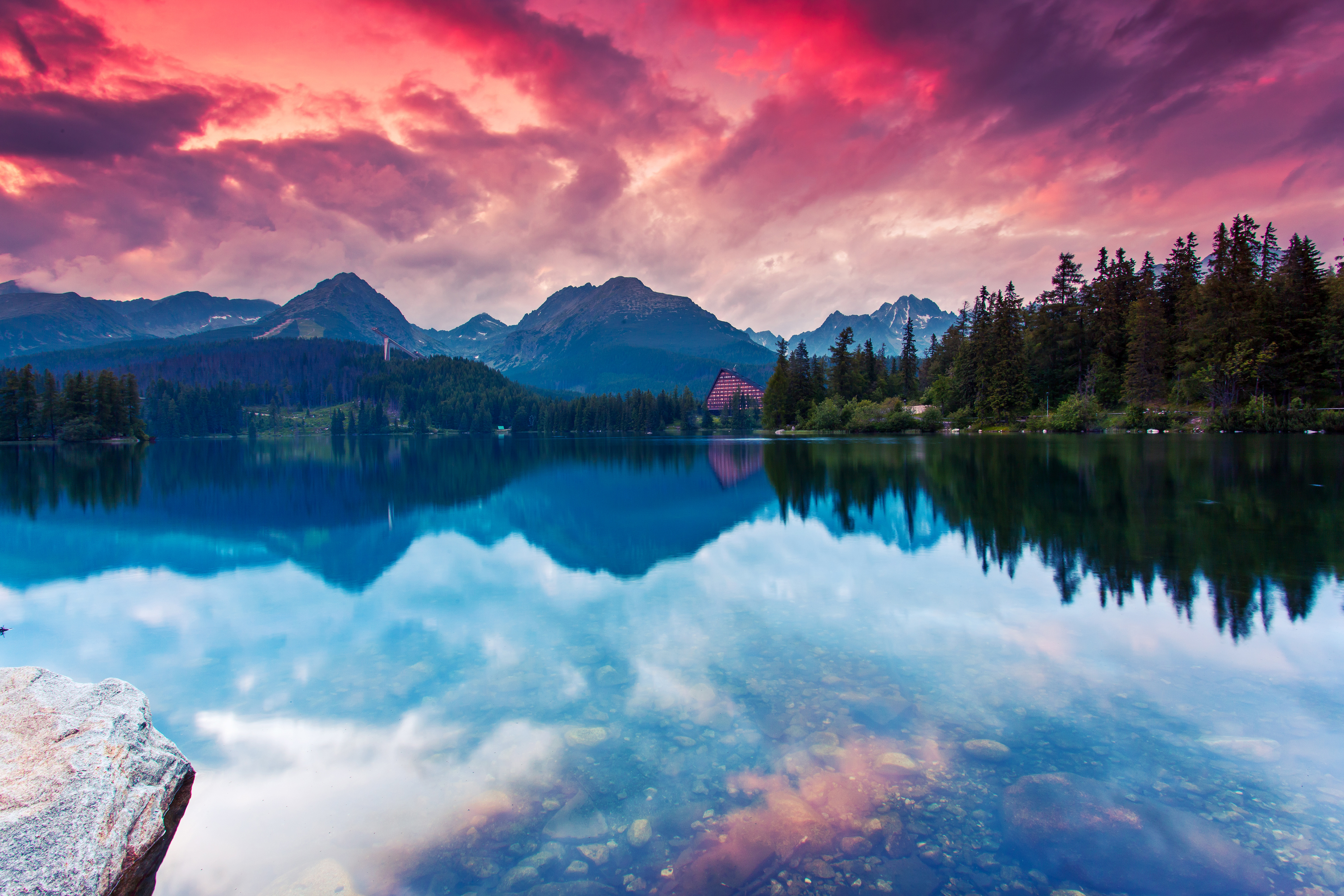Tatra National Park Lake Reflections at Sunset HD Wallpaper