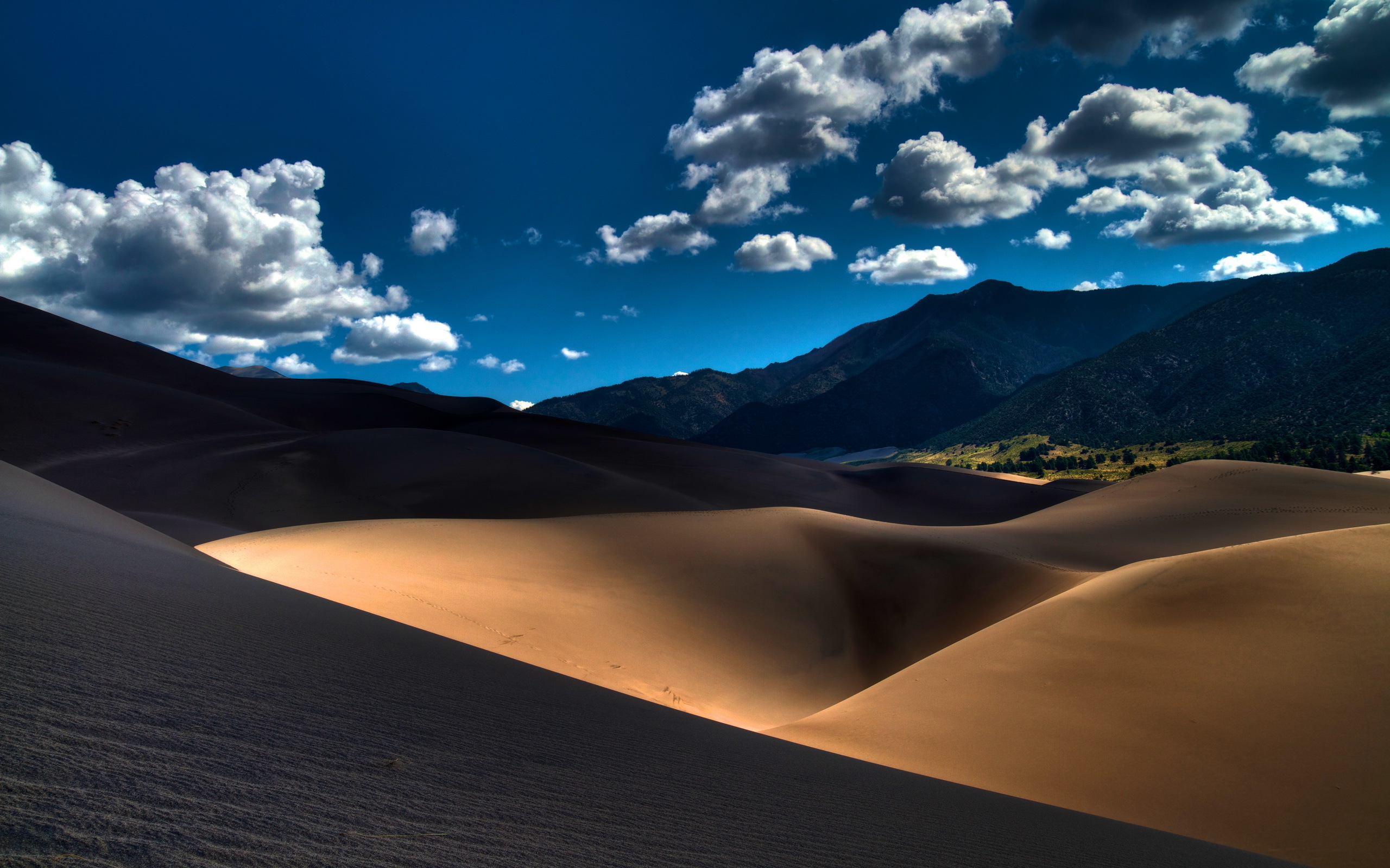 Great Sand Dunes National Park with Mountains and Clouds HD Wallpaper