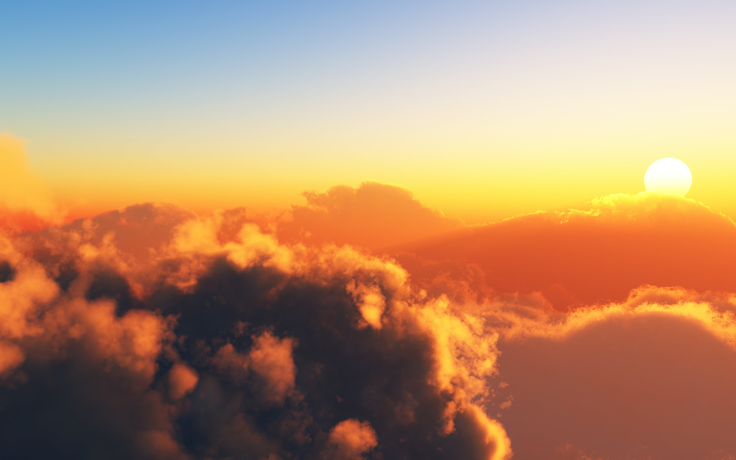 Sunset over clouds HD Wallpaper