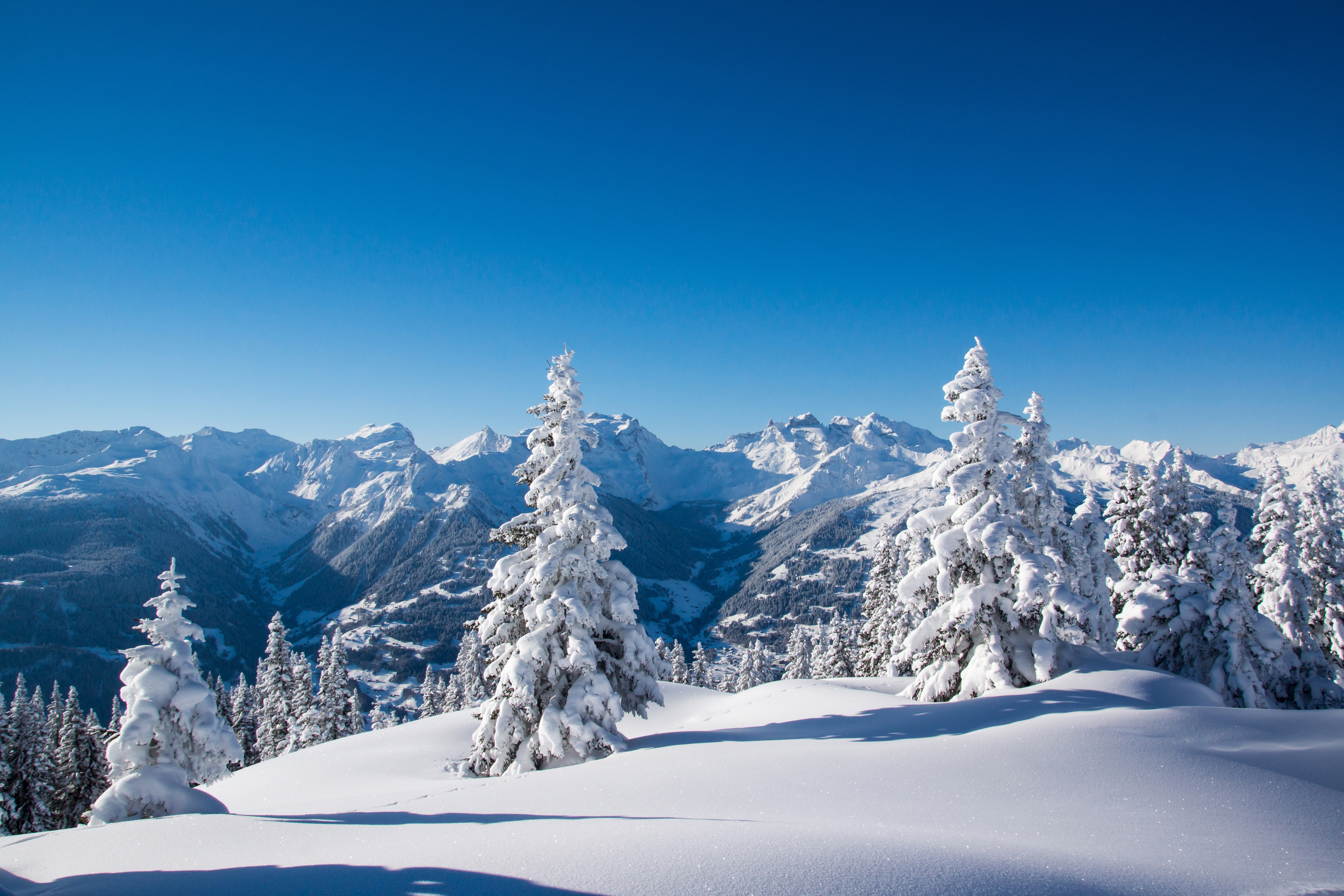 4K Snow Winter Mountains HD Wallpaper