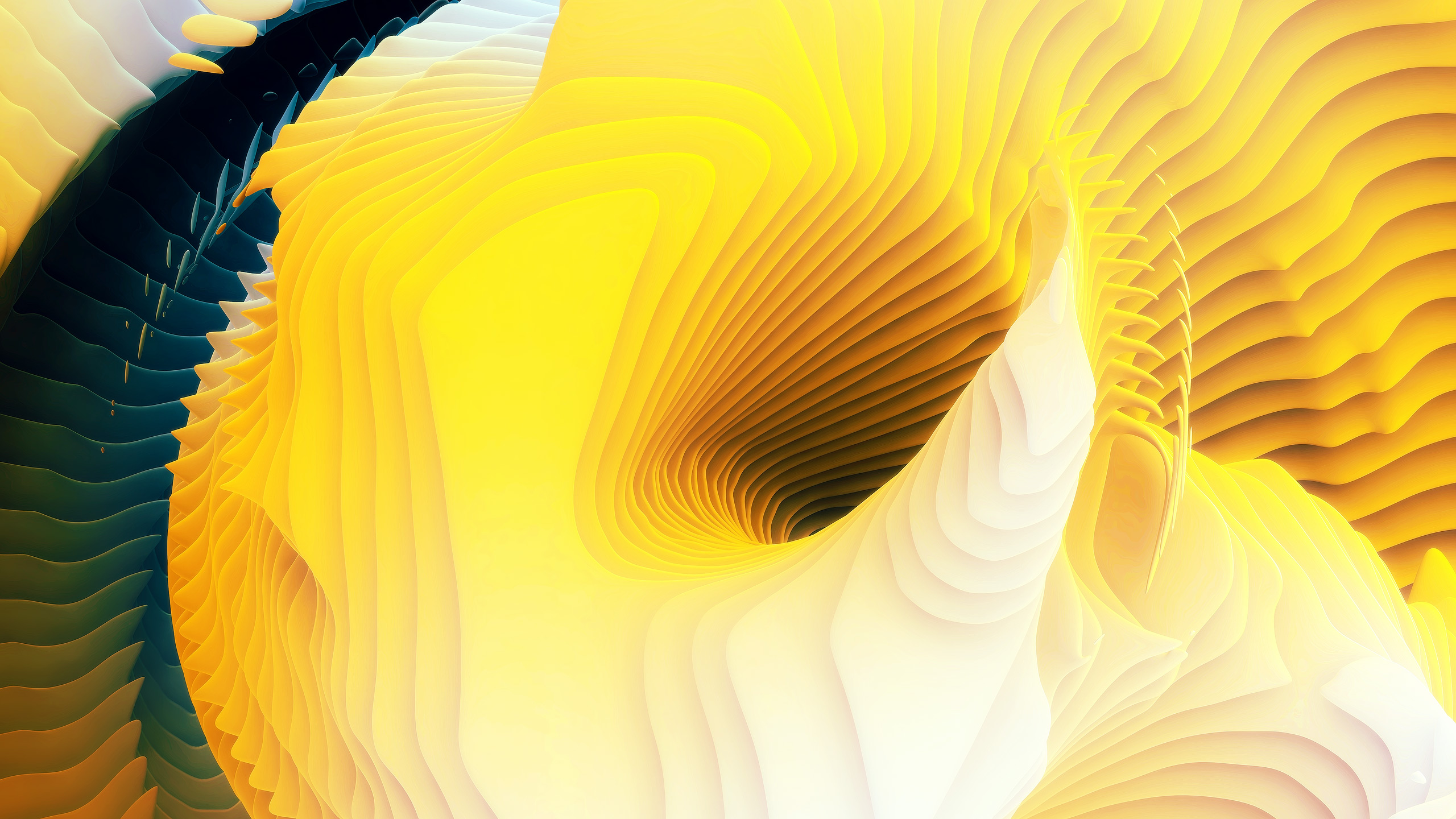 Abstract yellow and blue layered forms HD Wallpaper