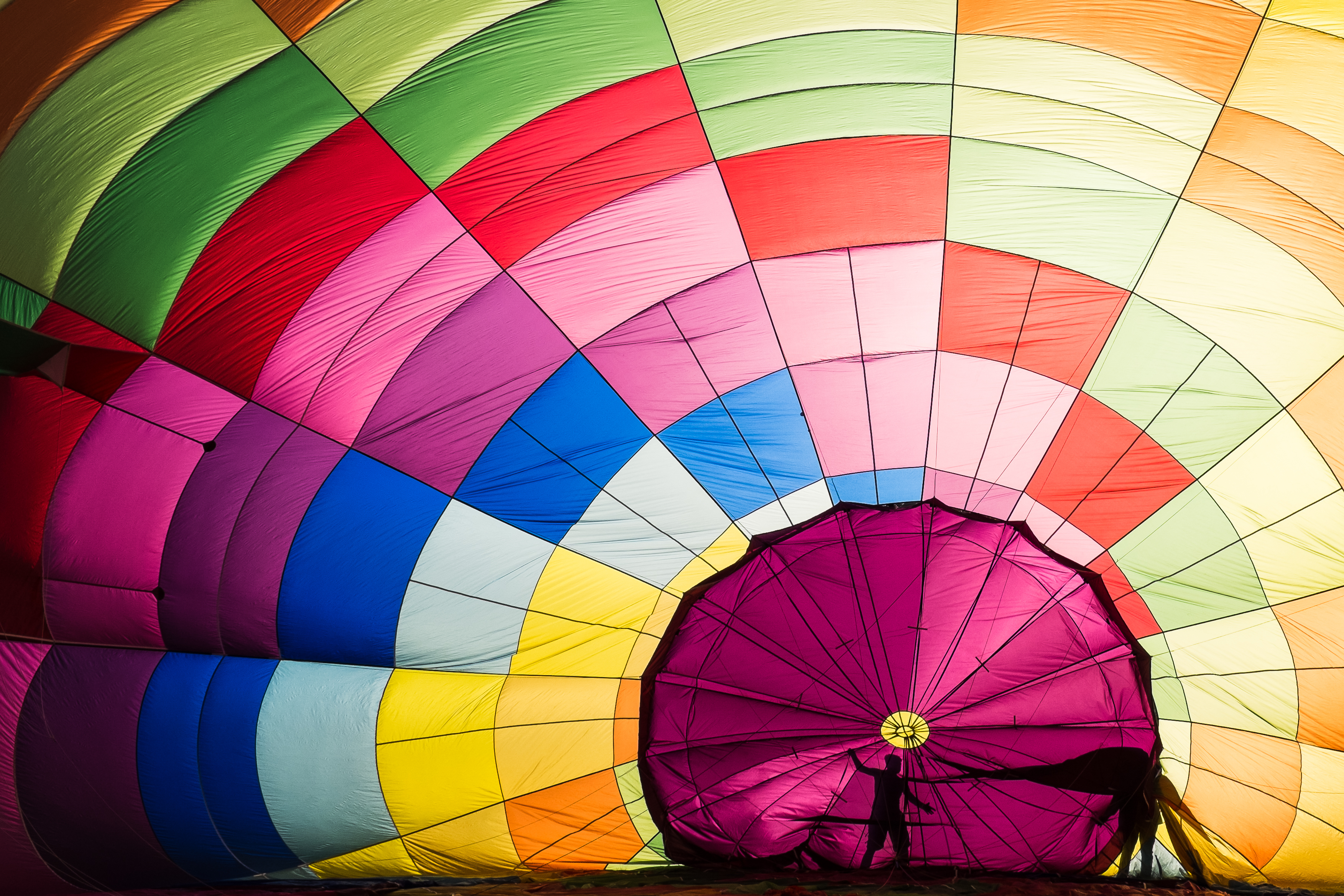 Inside a colorful hot air balloon HD Wallpaper