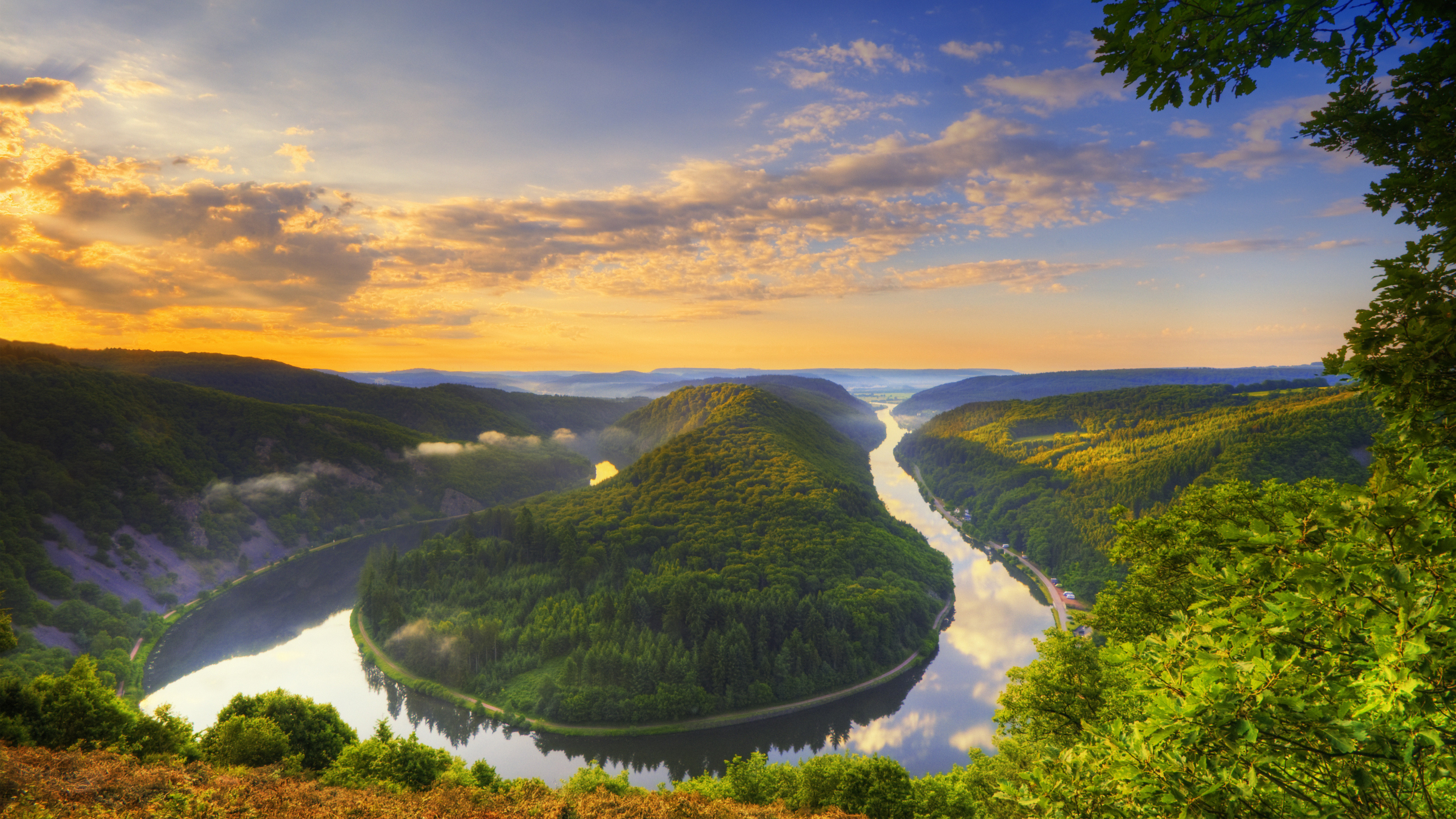 Saar river bend, 4K, Germany, Saarschleife HD Wallpaper