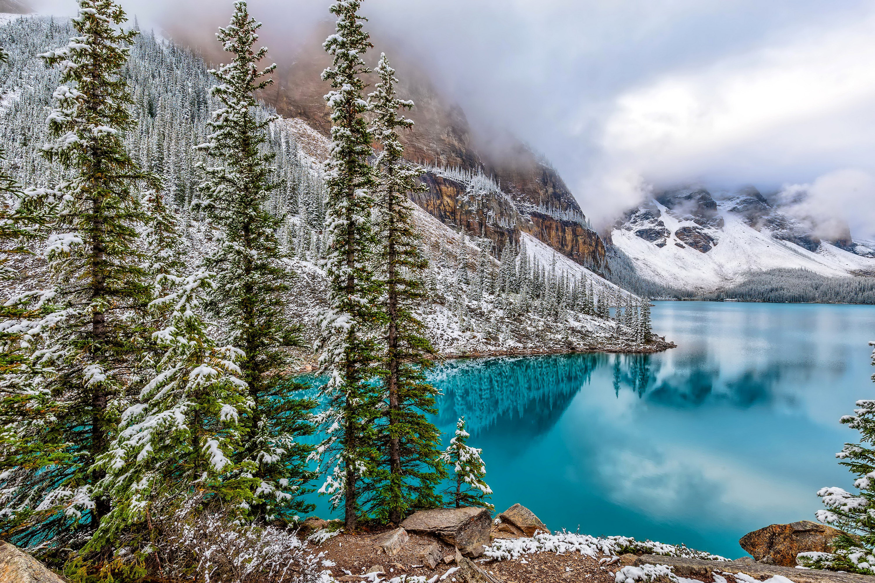 Banff National Park, Winter, Alberta, Canada, Moraine Lake HD Wallpaper