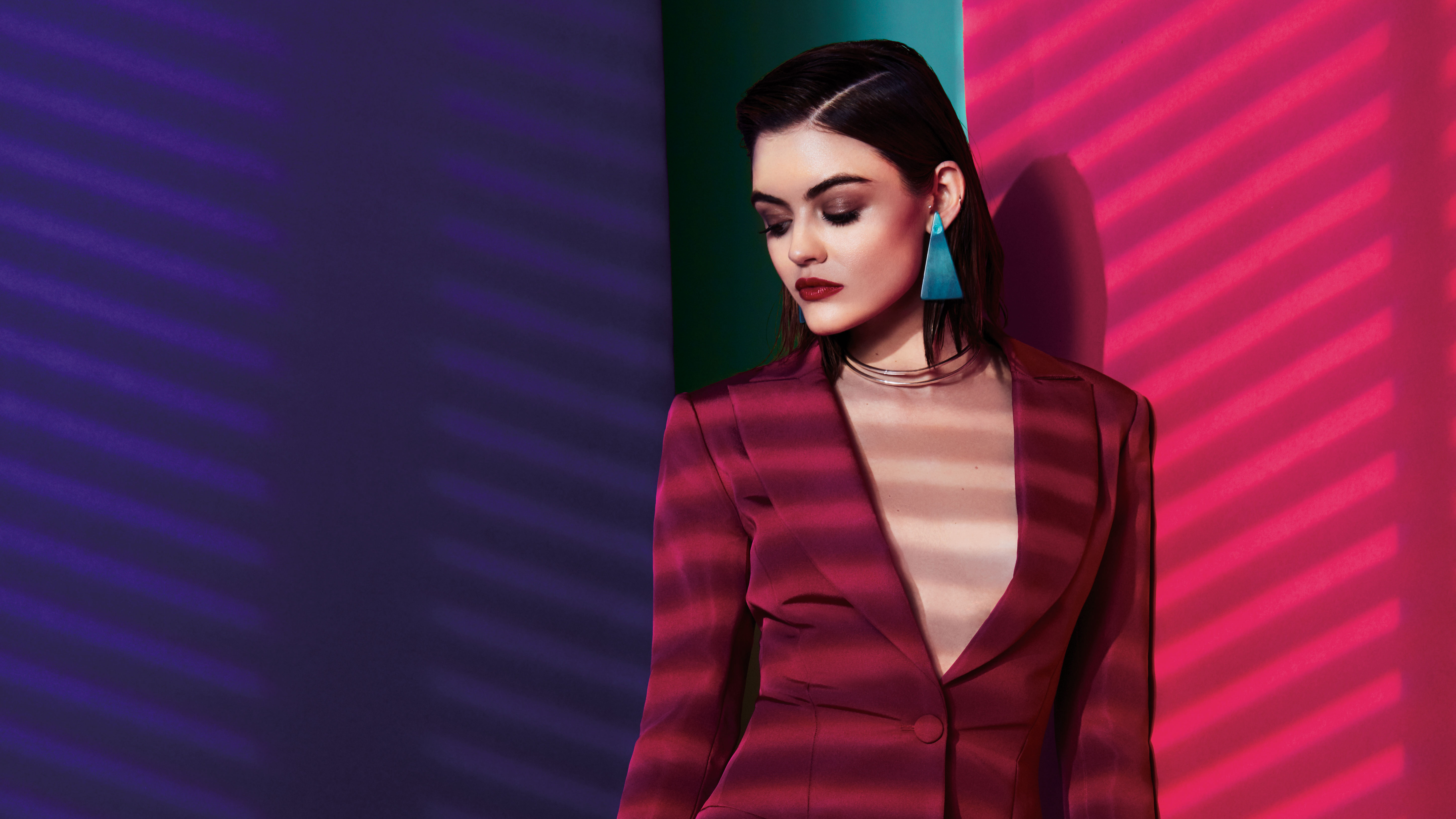 Lucy Hale in a red blazer HD Wallpaper