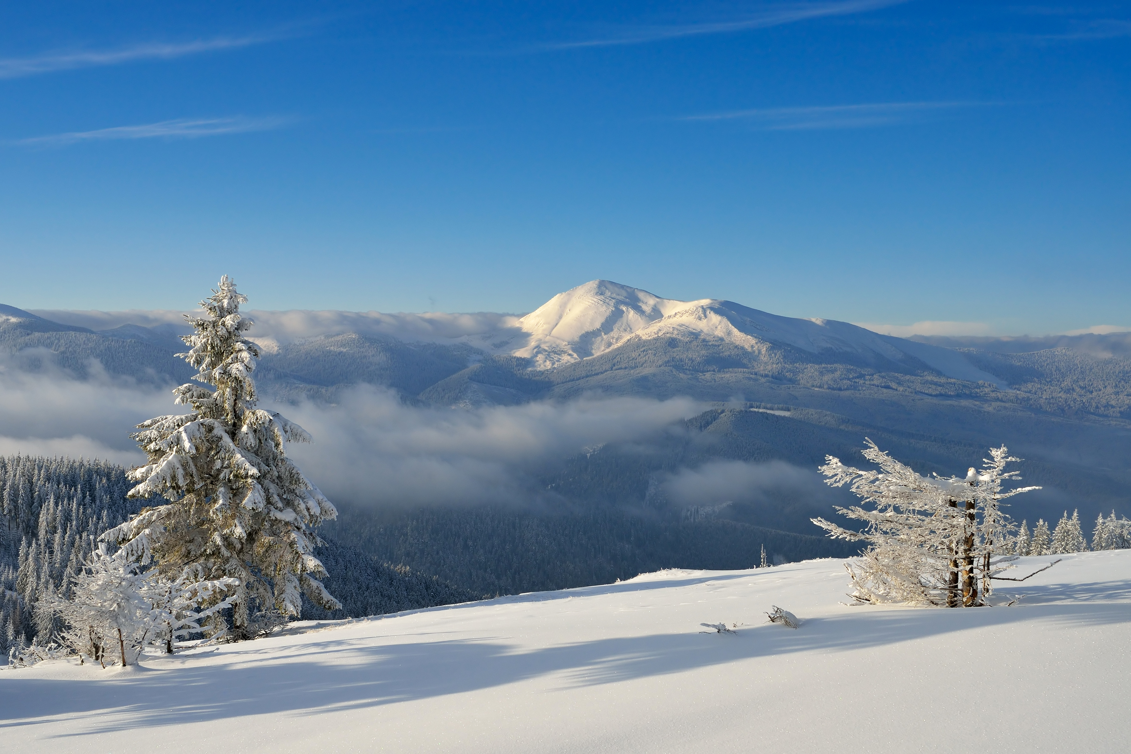 4K Snow Winter Mountains Landscape HD Wallpaper
