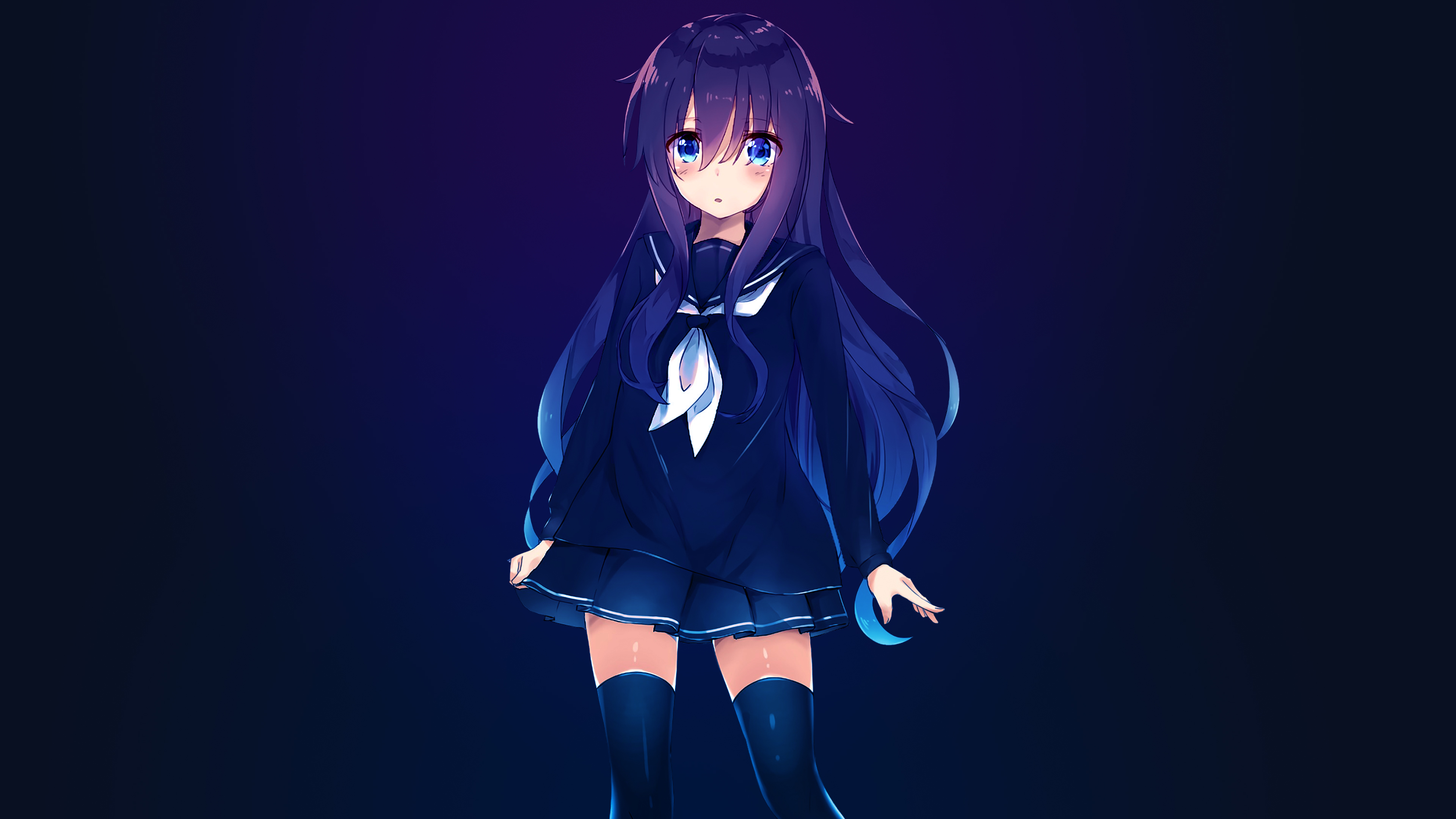 Anime girl in sailor uniform 4K HD Wallpaper