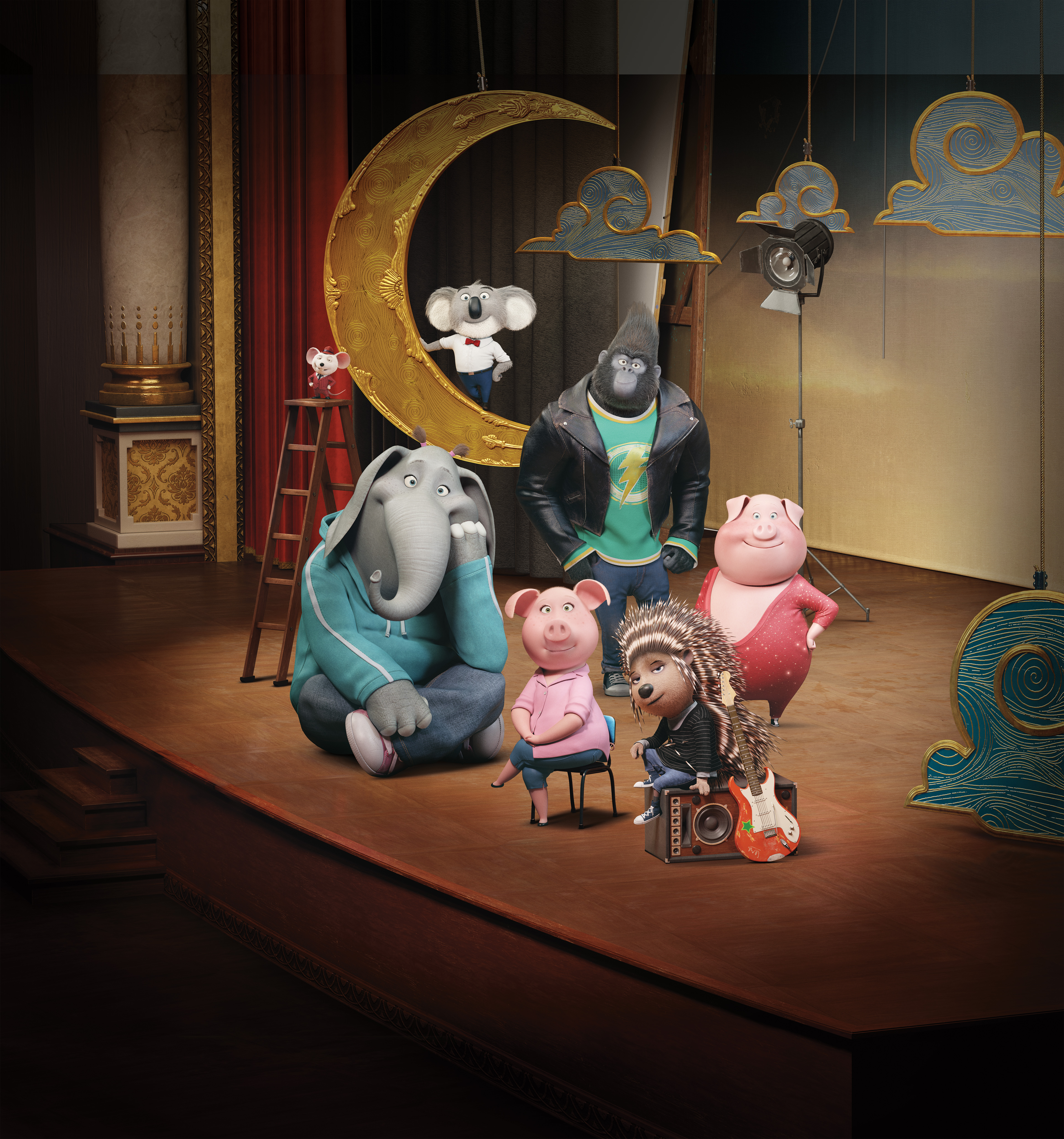 Rosita, Gunter, Mike, Buster Moon, Meena, Ash, Sing, Johnny HD Wallpaper