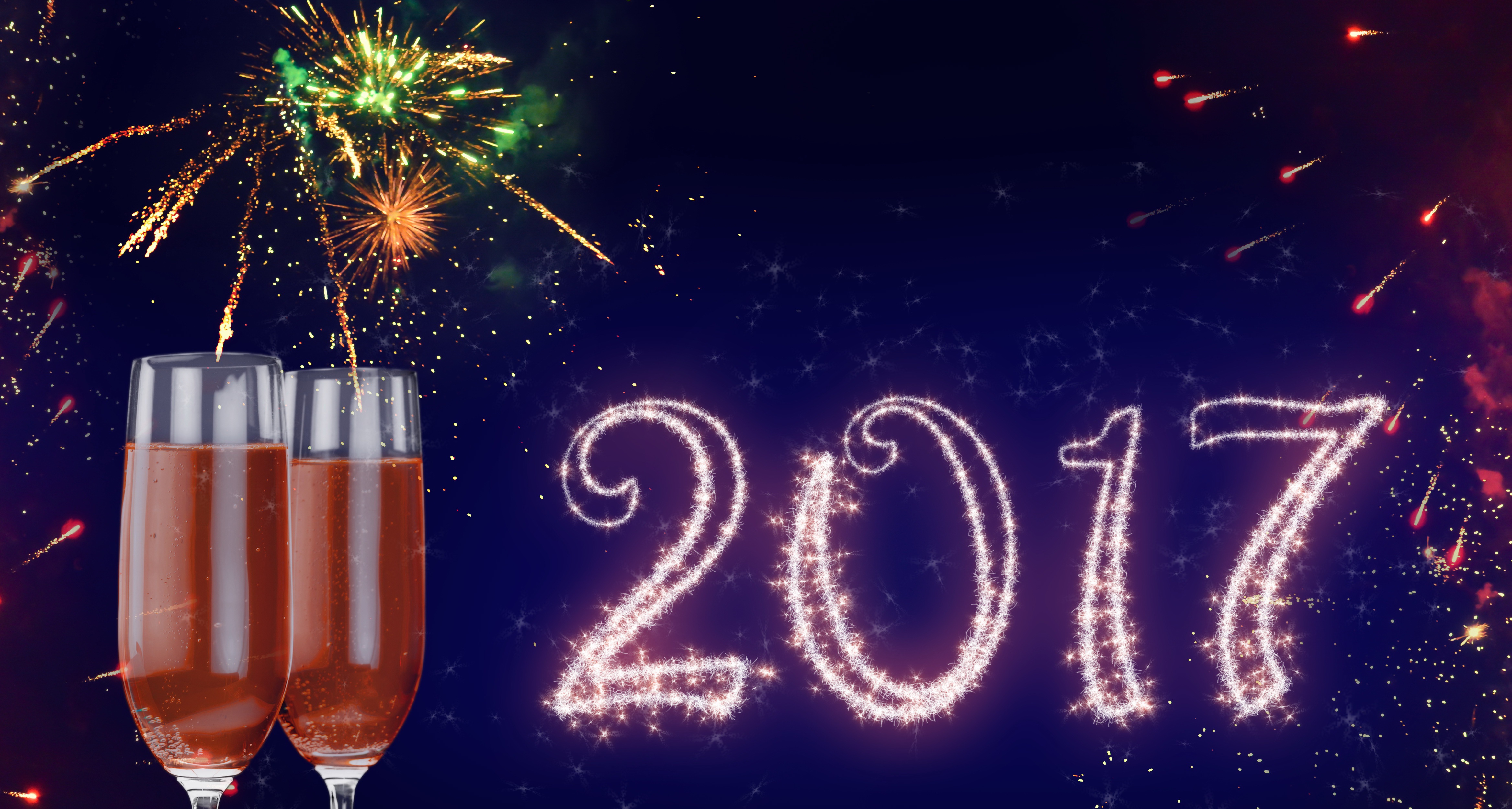 4K 2017 Fireworks and Wine HD Wallpaper