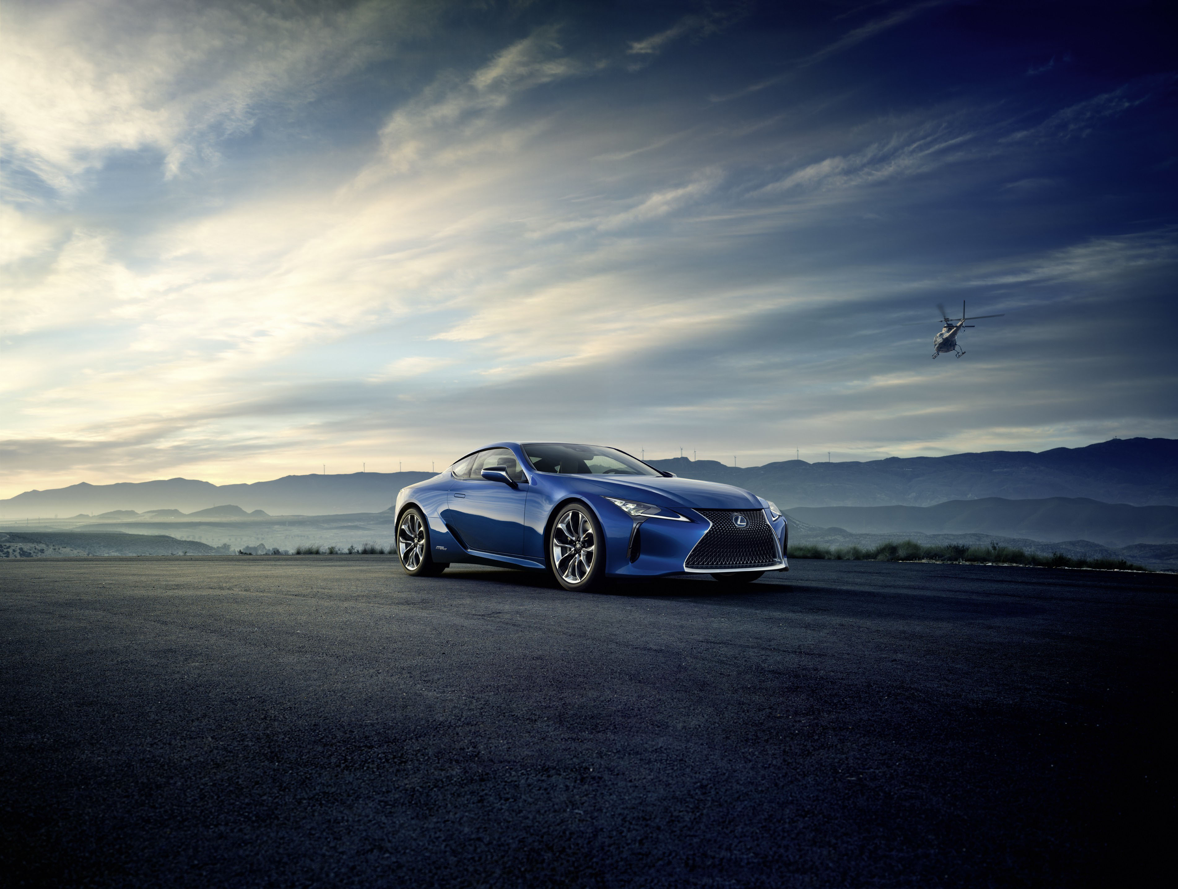 4K Lexus LC500h Coupe with Helicopter HD Wallpaper