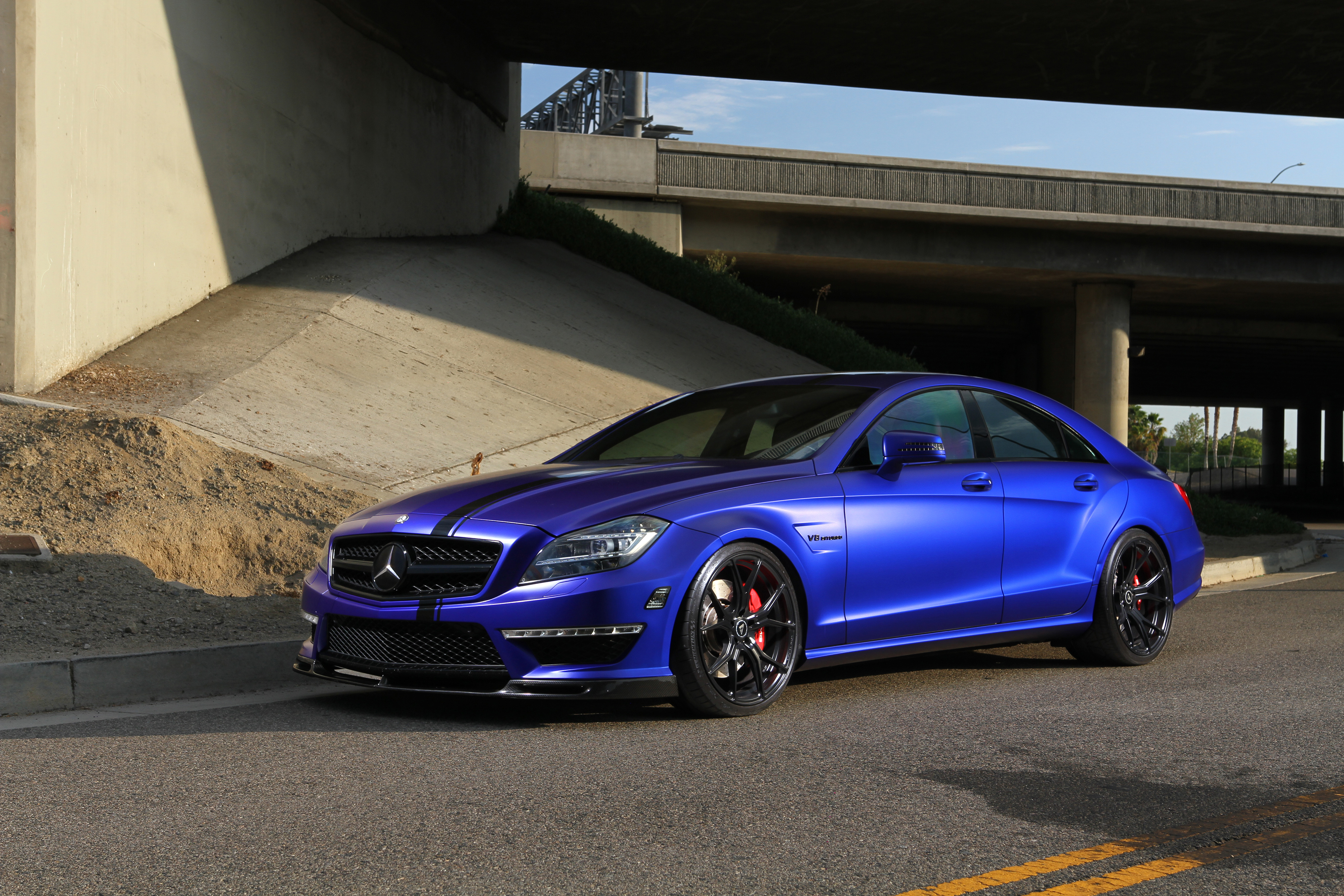 Satin Blue Mercedes-AMG CLS63 by Vorsteiner 4K HD Wallpaper