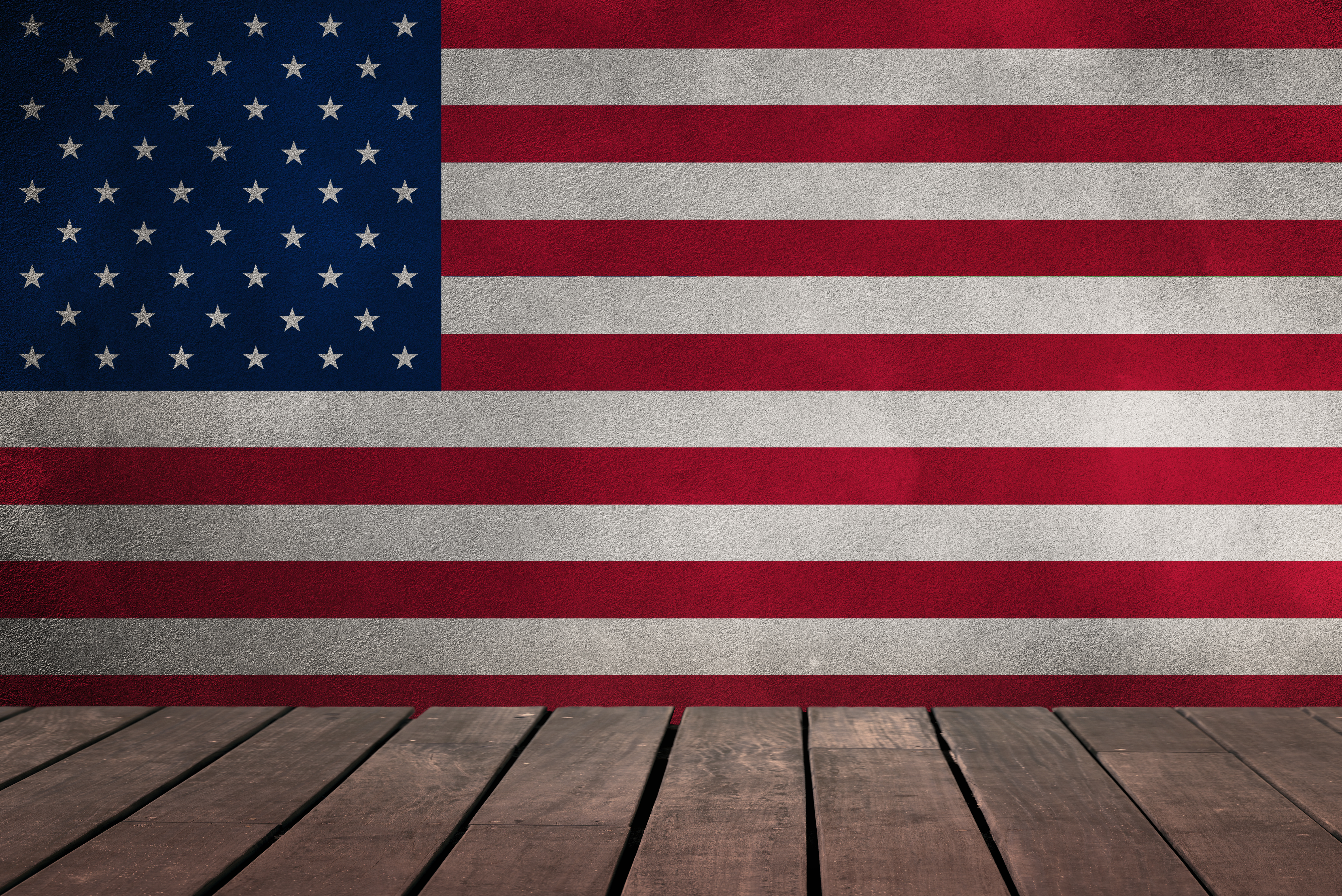 American Flag with Wooden Floor HD Wallpaper