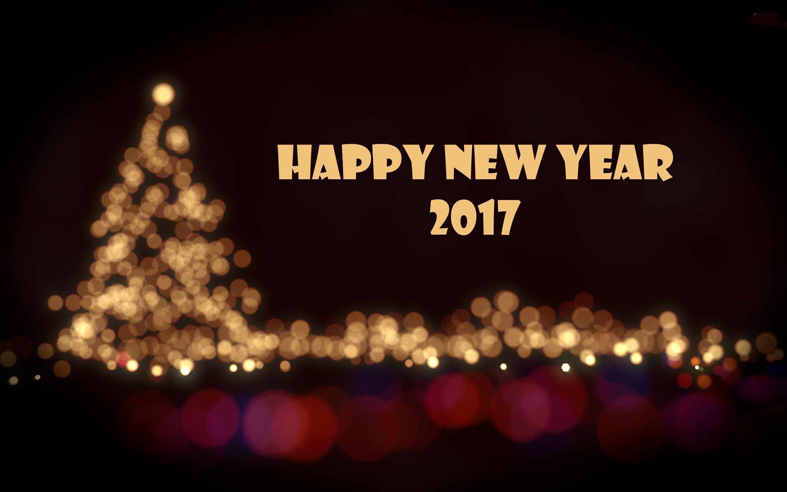 Happy New Year 2017 Bokeh Lights HD Wallpaper