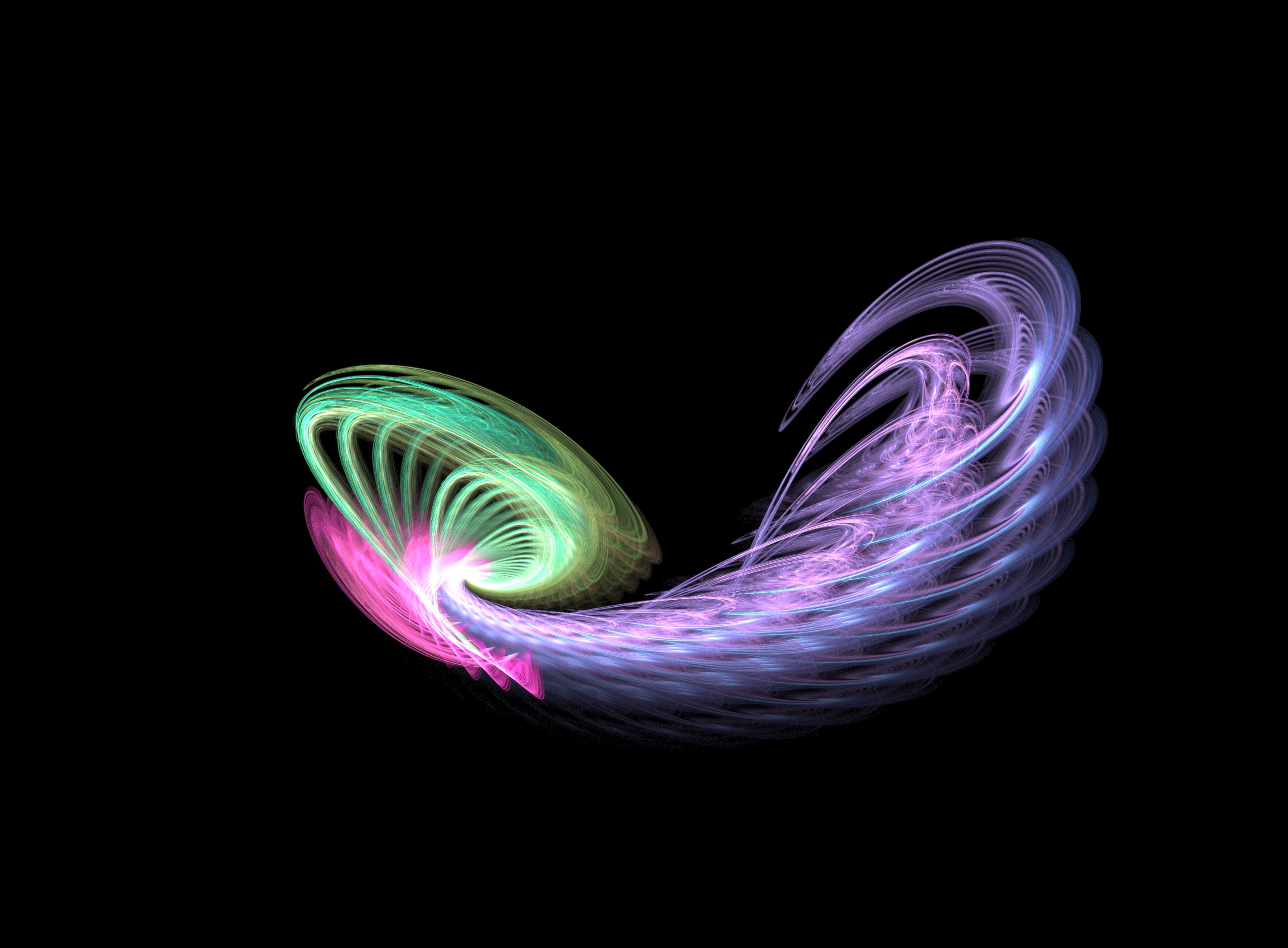 Abstract fractal art with pink, green, and purple swirls HD Wallpaper