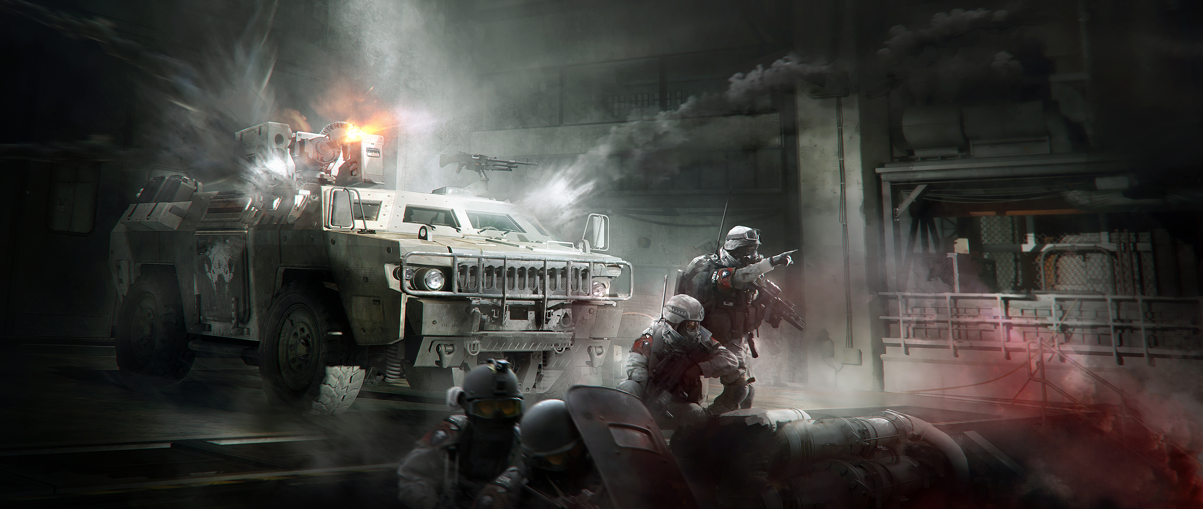 Soldiers and armored vehicle in Tom Clancy's The Division HD Wallpaper
