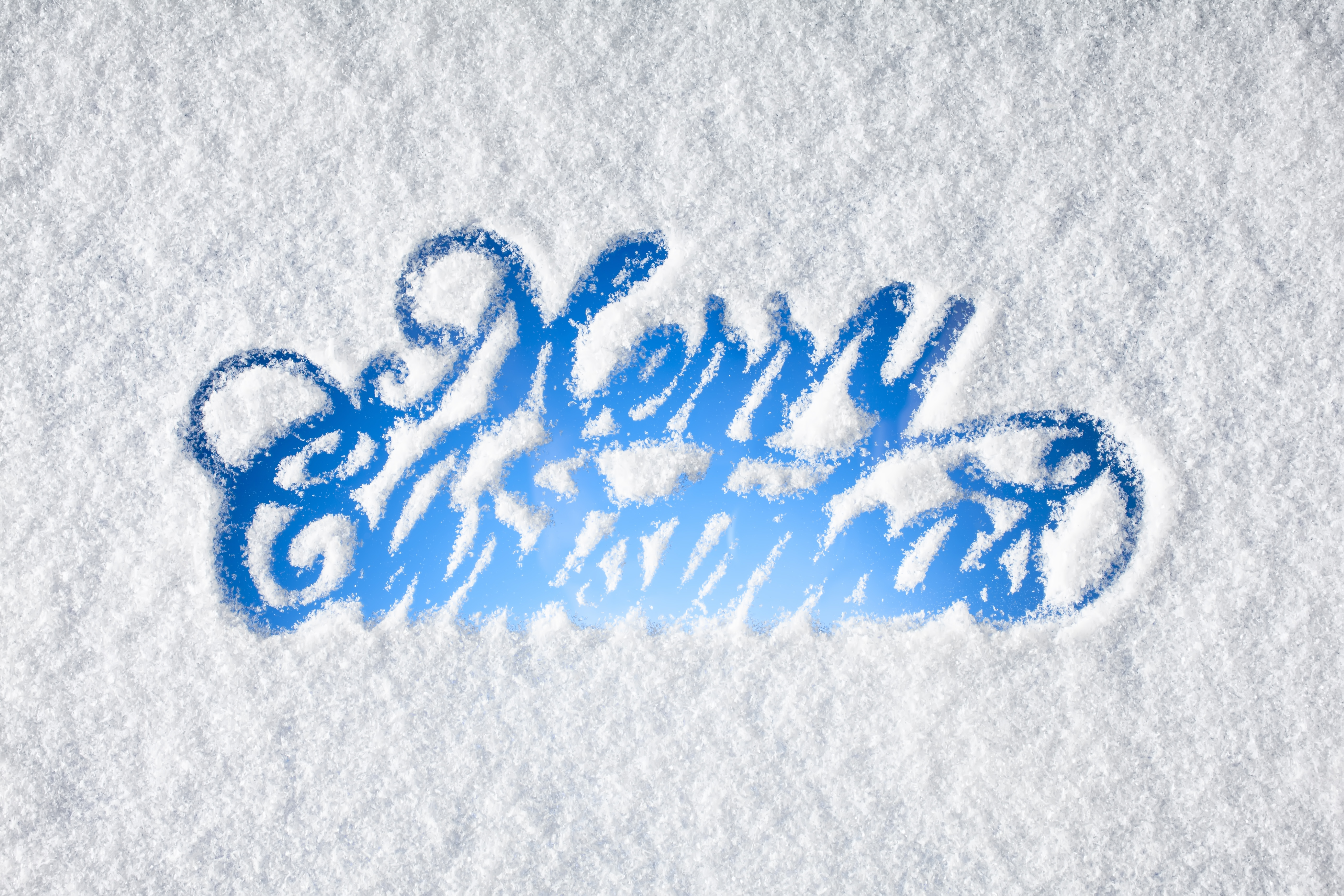 Merry Christmas written in snow HD Wallpaper