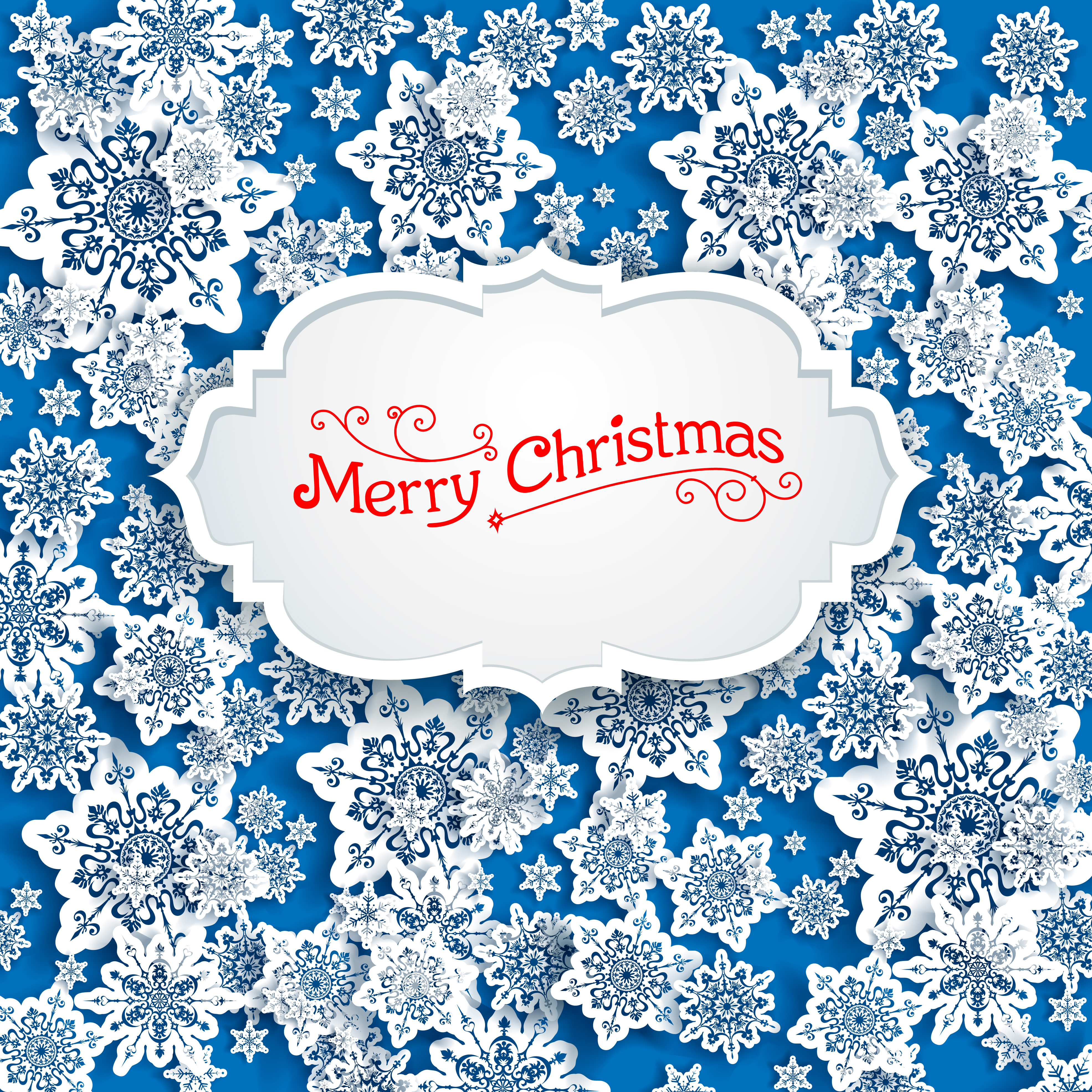 4K Merry Christmas Snowflakes HD Wallpaper