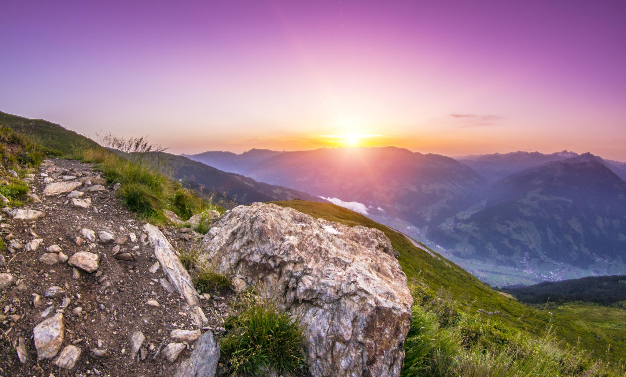 Sunrise over the Alps mountains in Italy HD Wallpaper