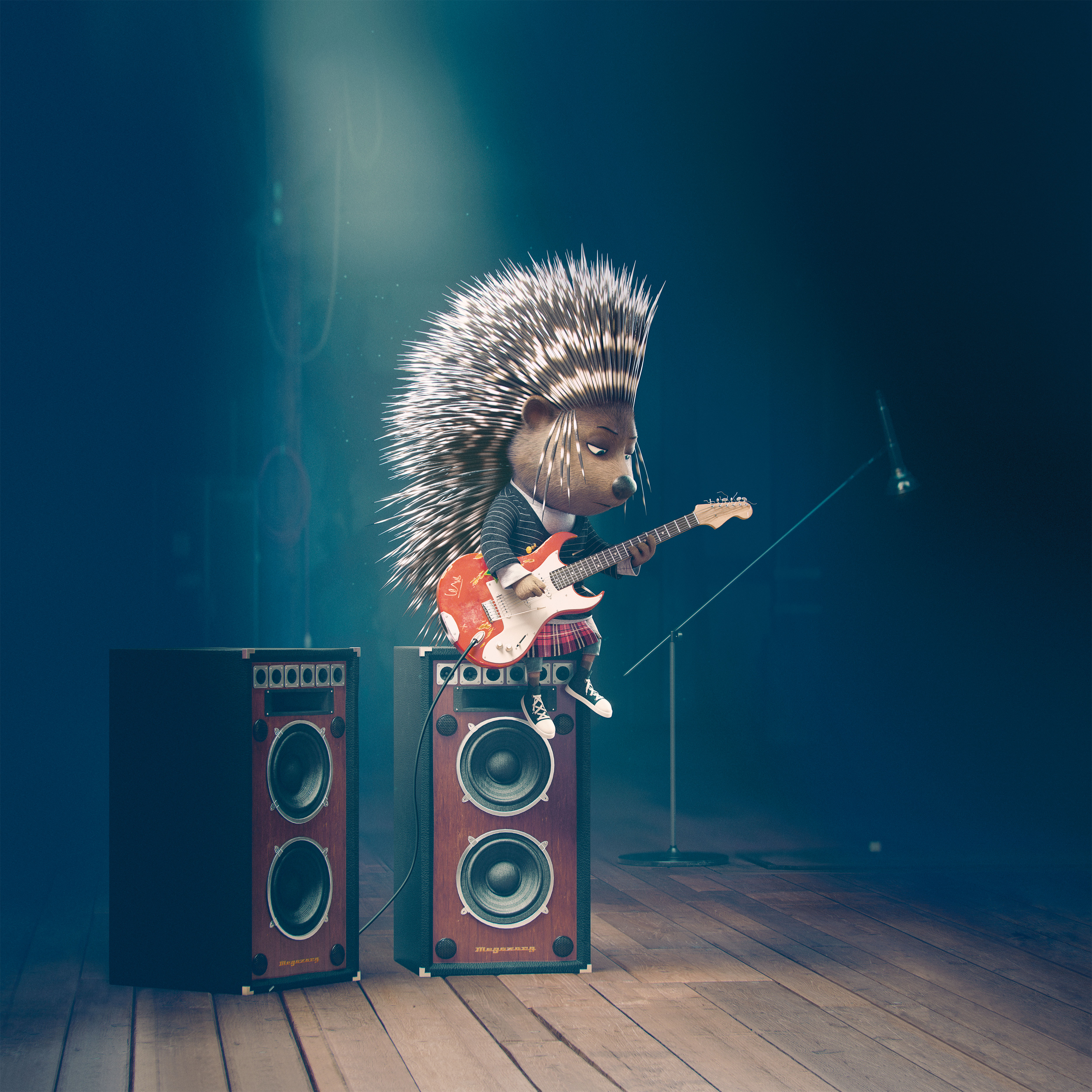 Ash from Sing playing guitar on speakers HD Wallpaper