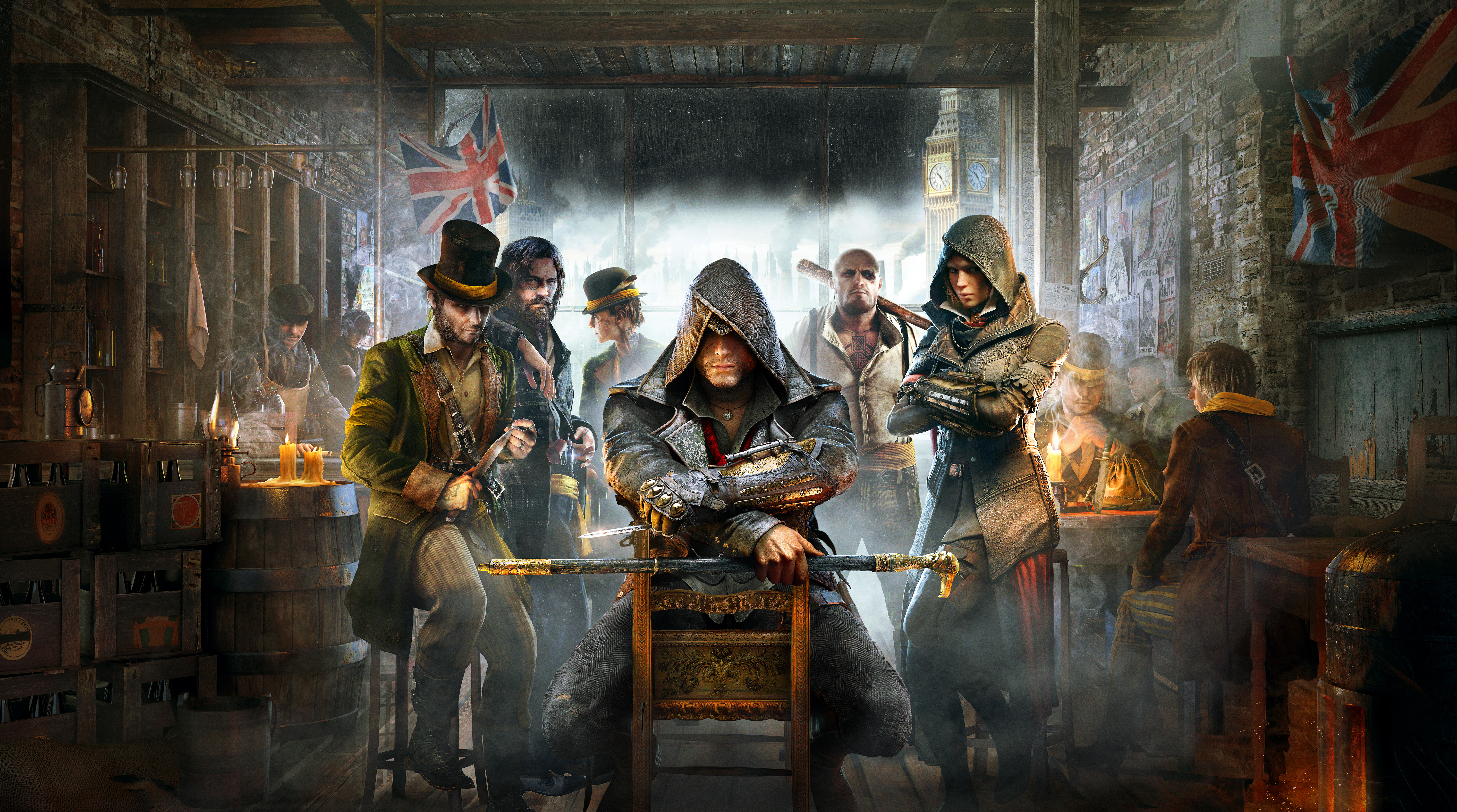 Assassins Creed Syndicate characters in a pub HD Wallpaper