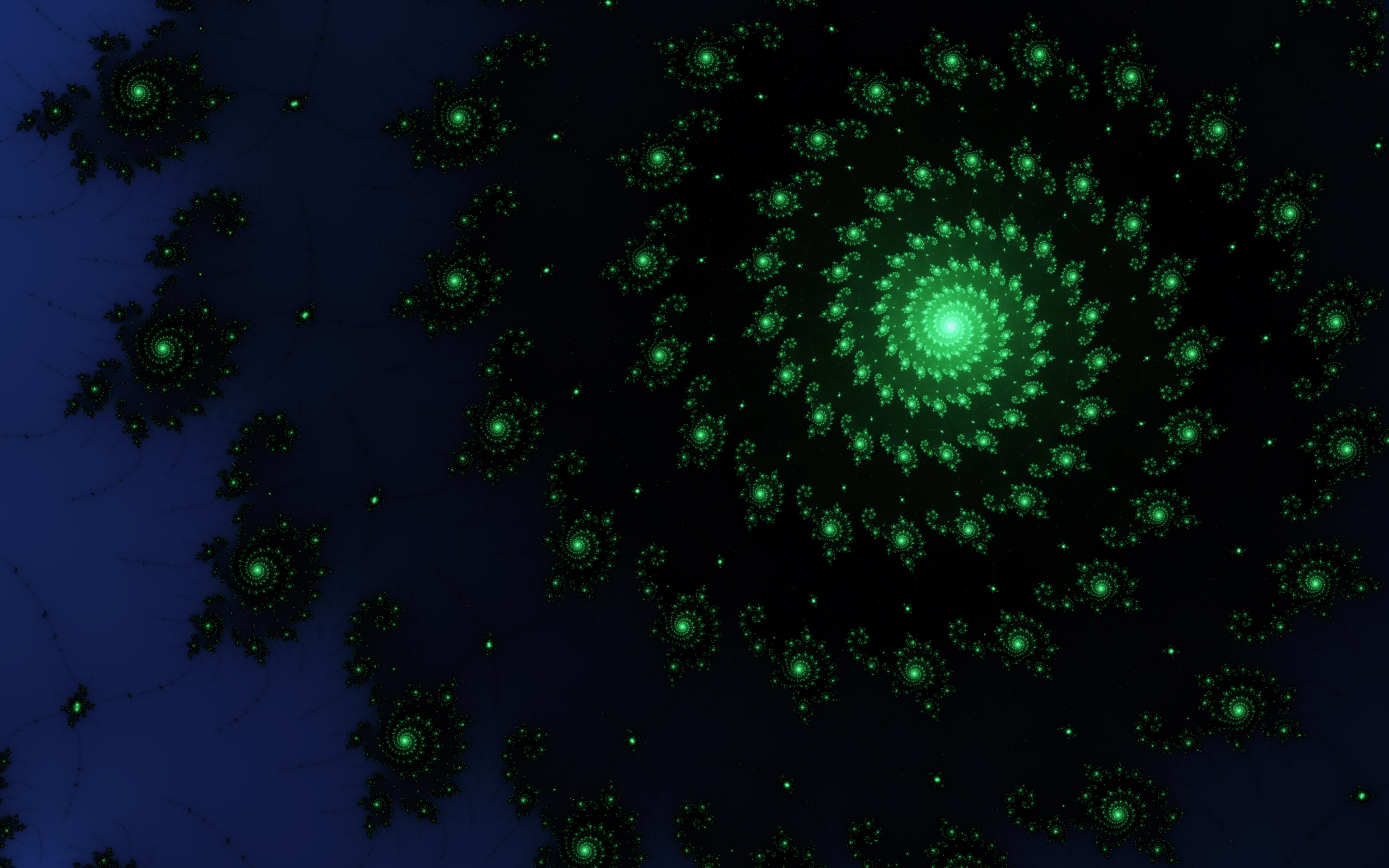 4K Fractal Spiral with Green Circles HD Wallpaper