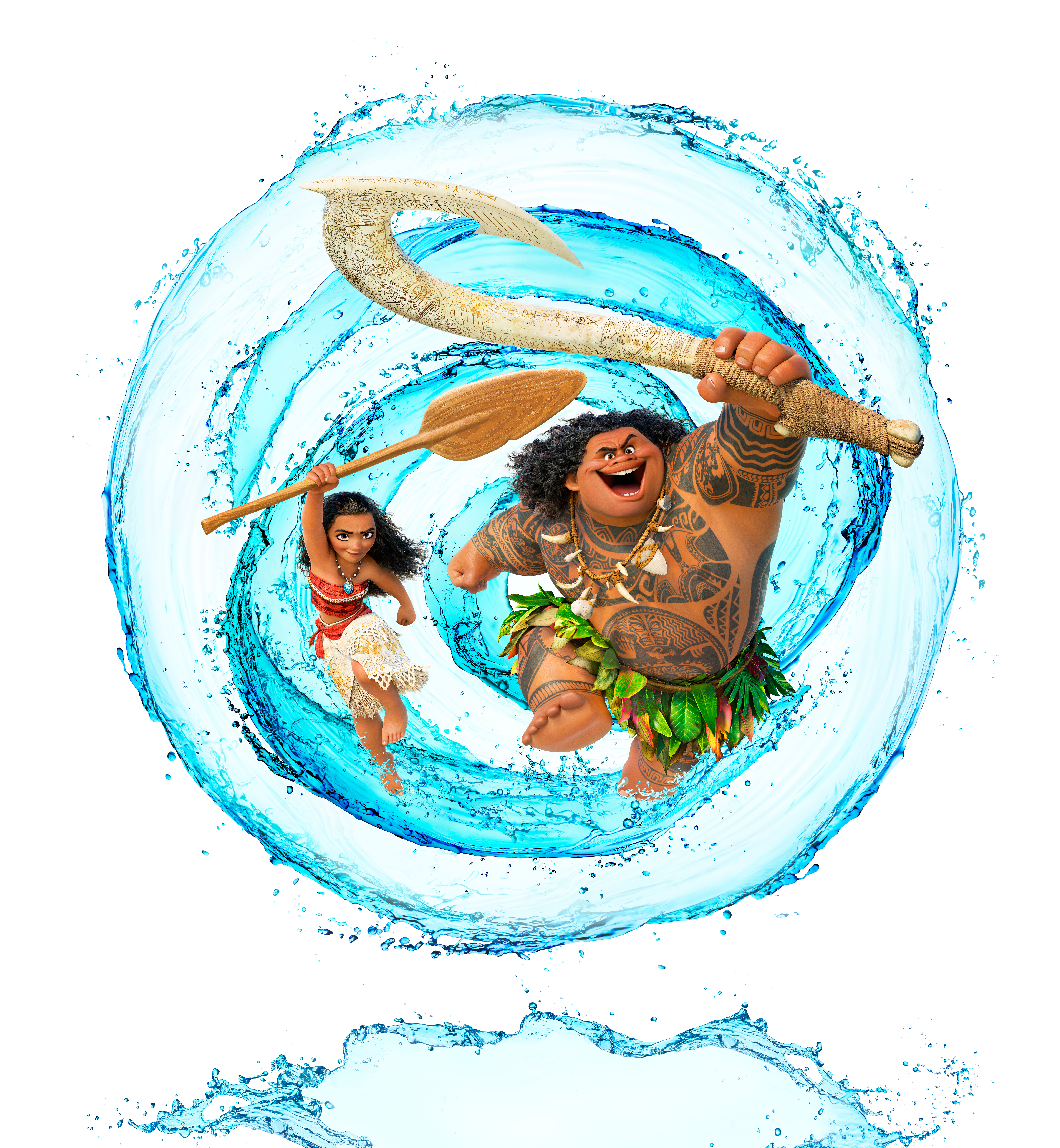 Moana and Maui with a Water Swirl HD Wallpaper