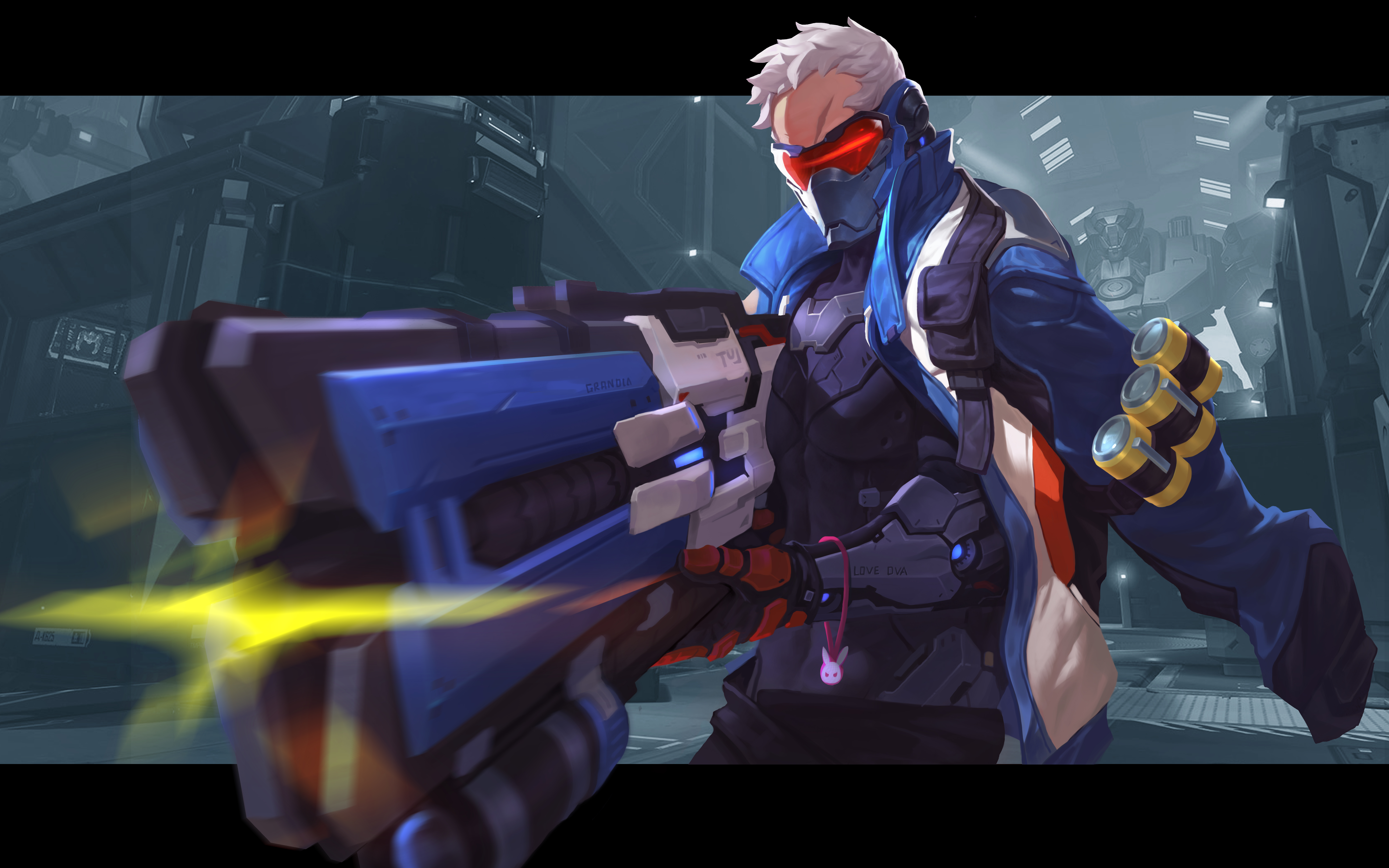 Soldier 76 from Overwatch firing his rifle HD Wallpaper