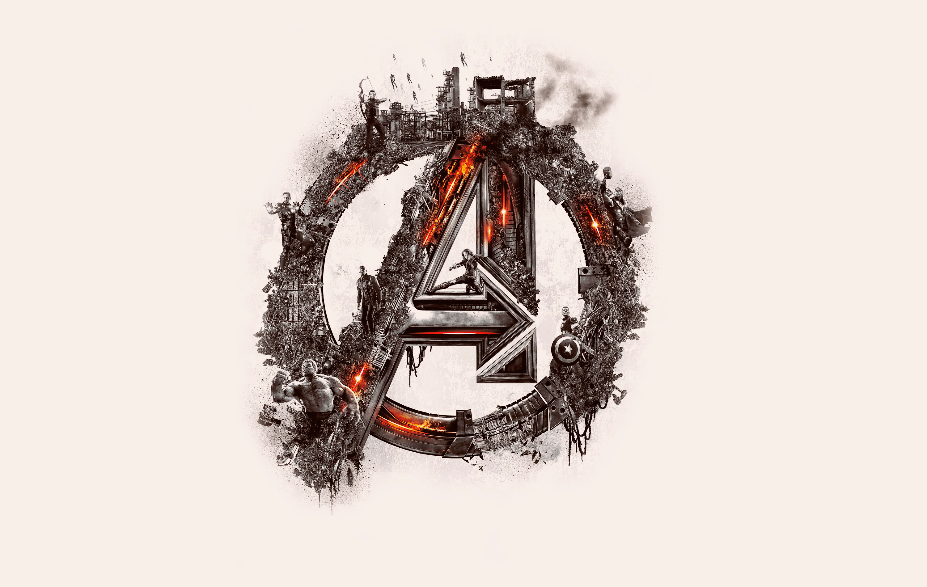 Avengers logo with superheroes HD Wallpaper