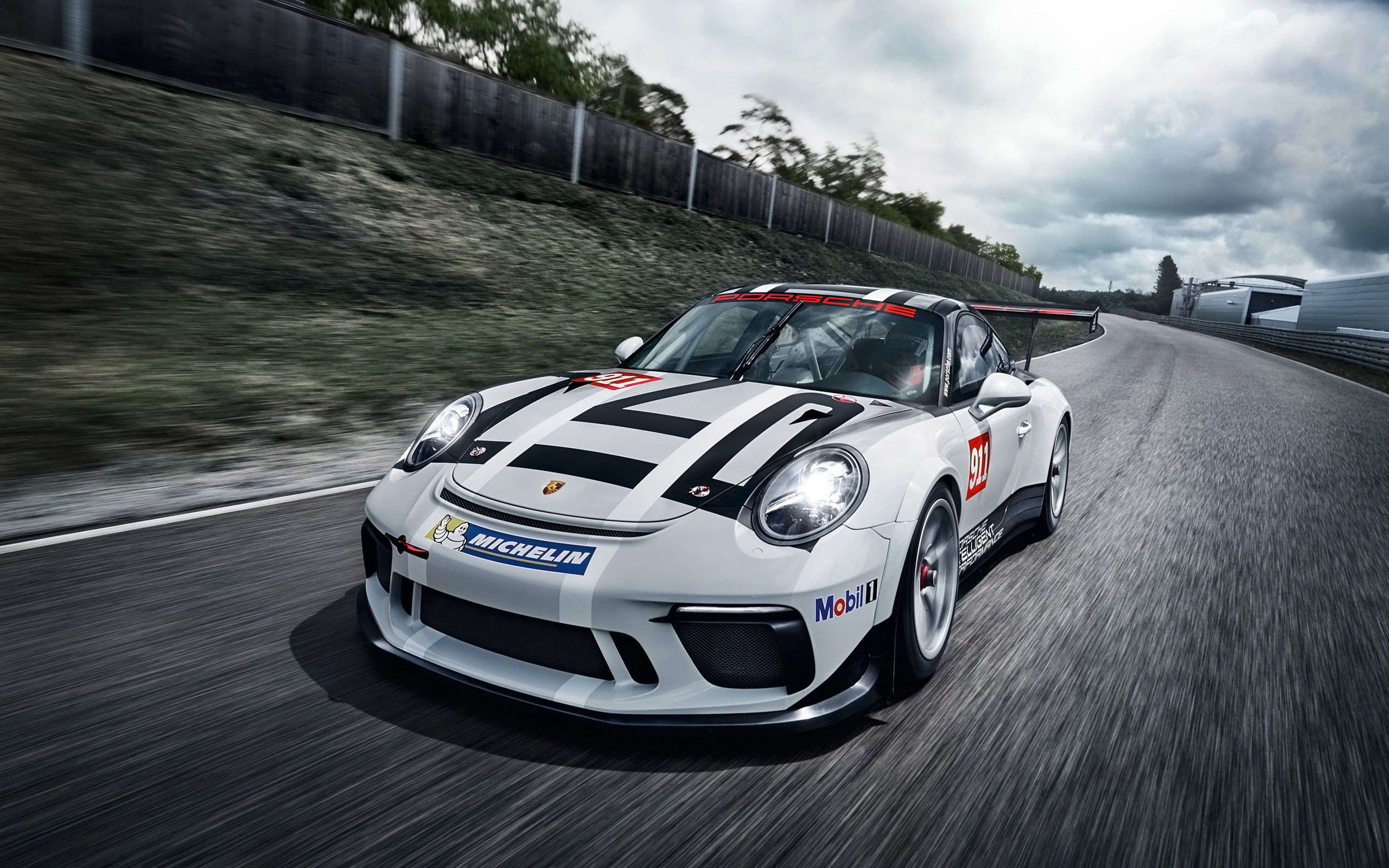 Porsche 911 GT3 Cup race car on track HD Wallpaper