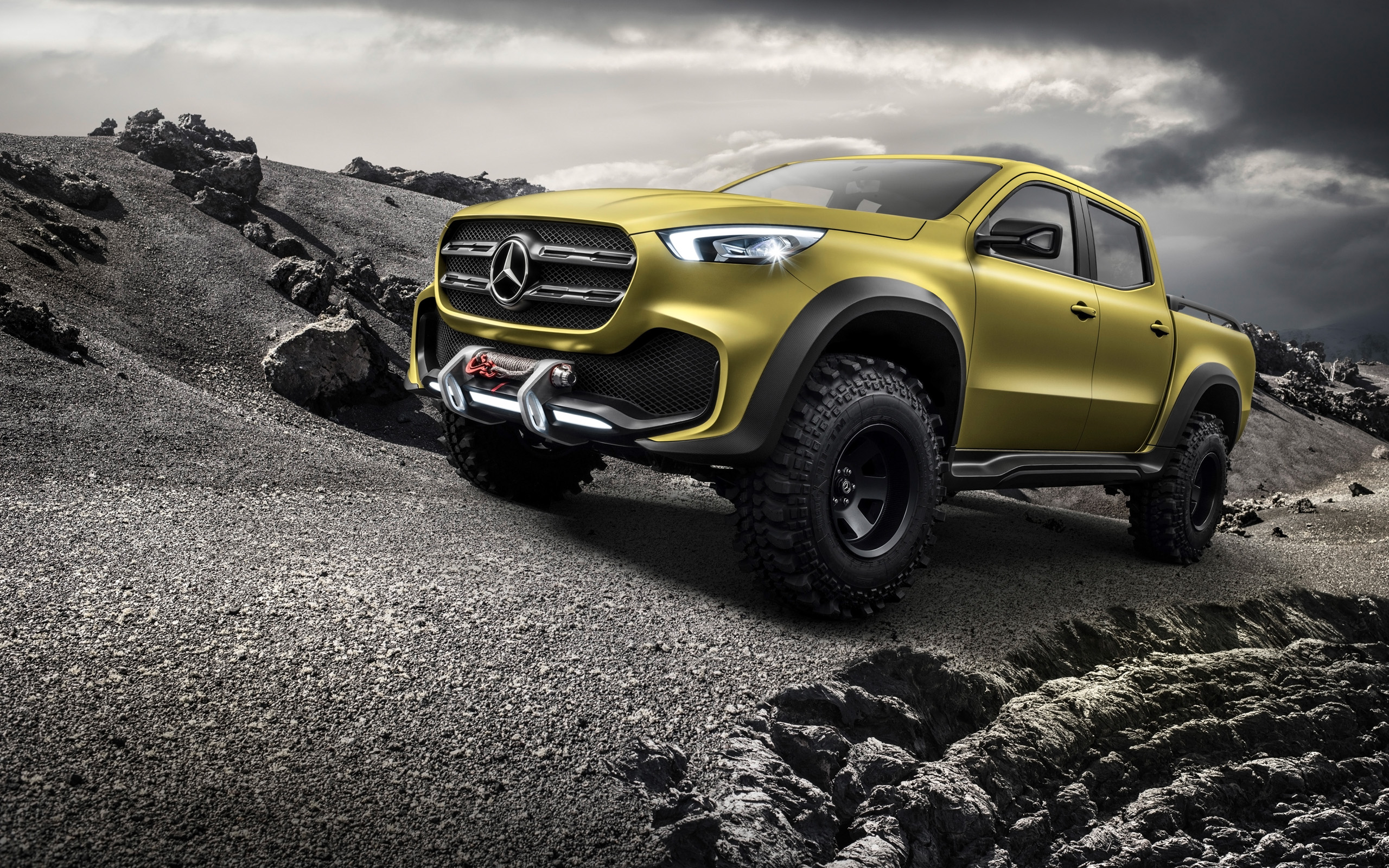 Yellow Mercedes-Benz X-Class Pickup Truck Off-Road HD Wallpaper