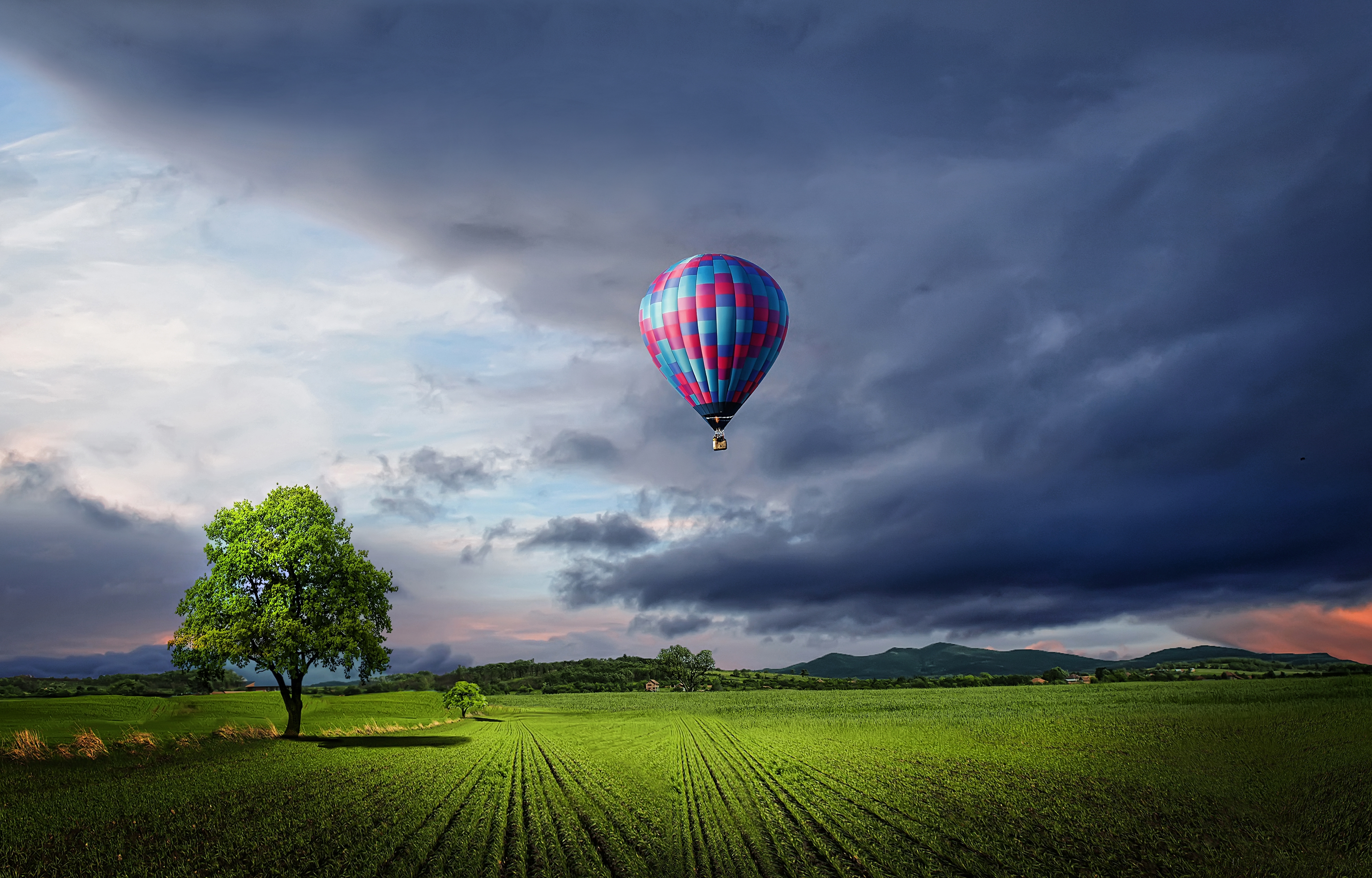 Landscape, 4K, Hot Air Balloon HD Wallpaper
