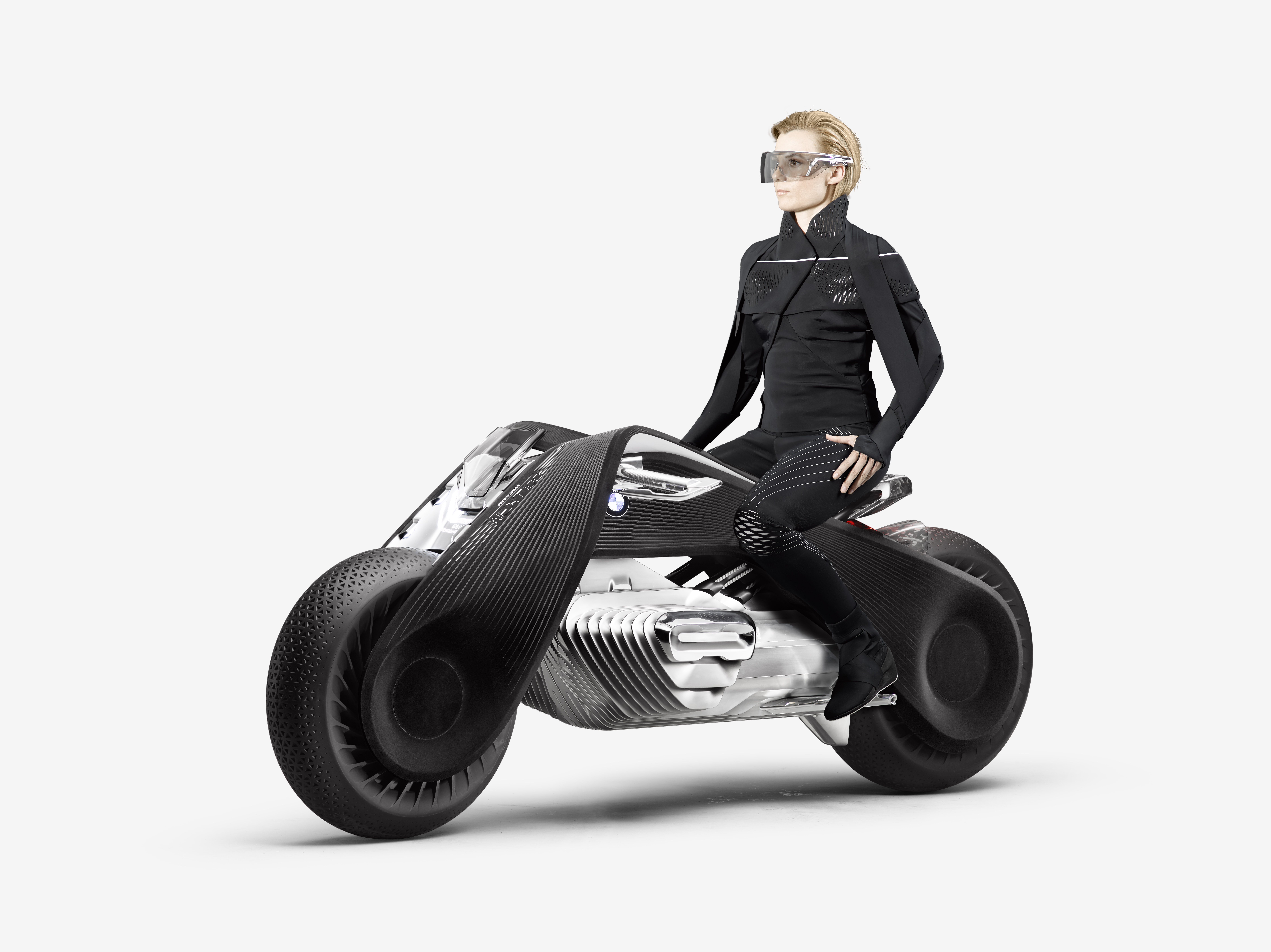 BMW Motorrad Vision Next 100 Motorcycle with Rider HD Wallpaper