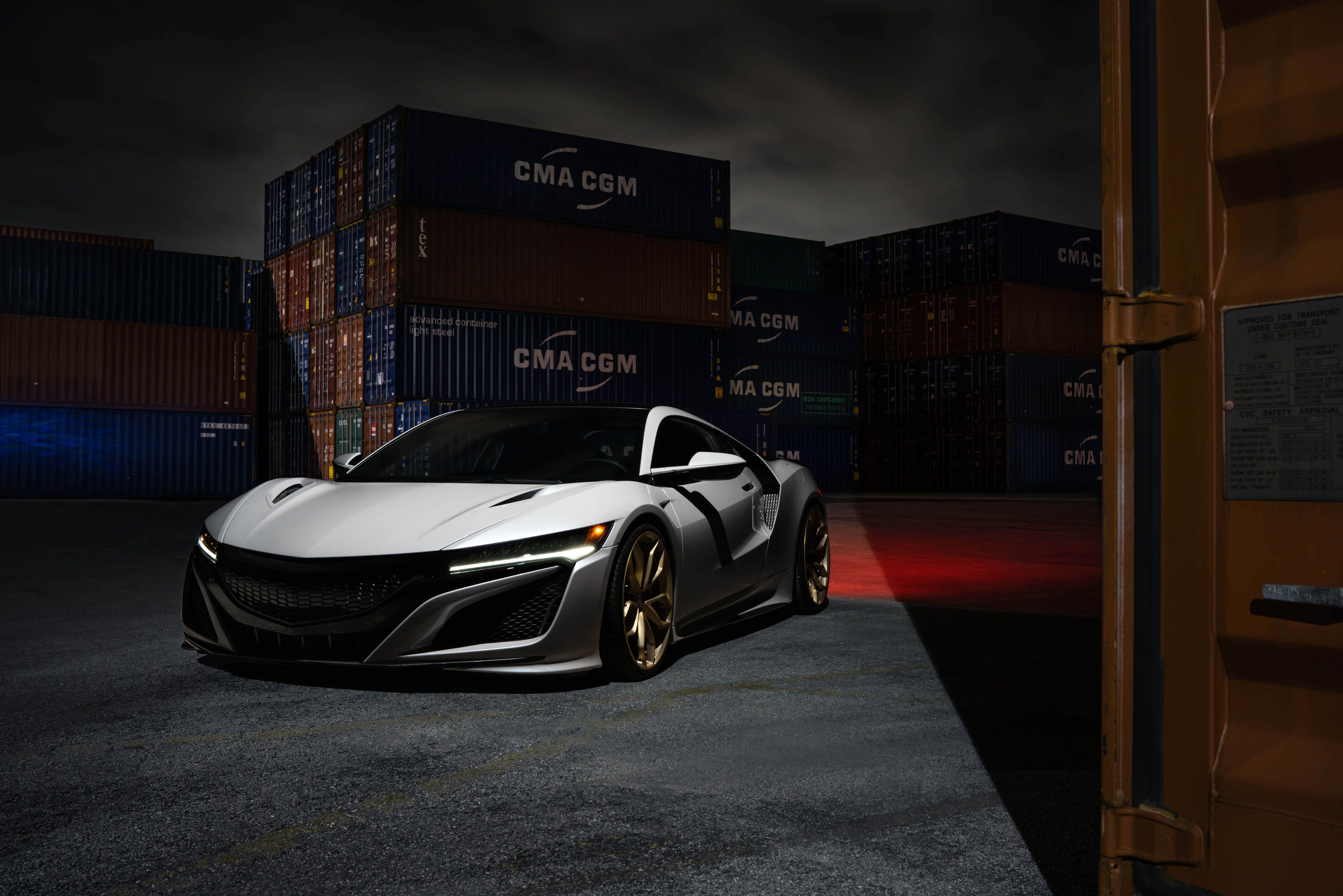 White 2017 Acura NSX with HRE Wheels HD Wallpaper