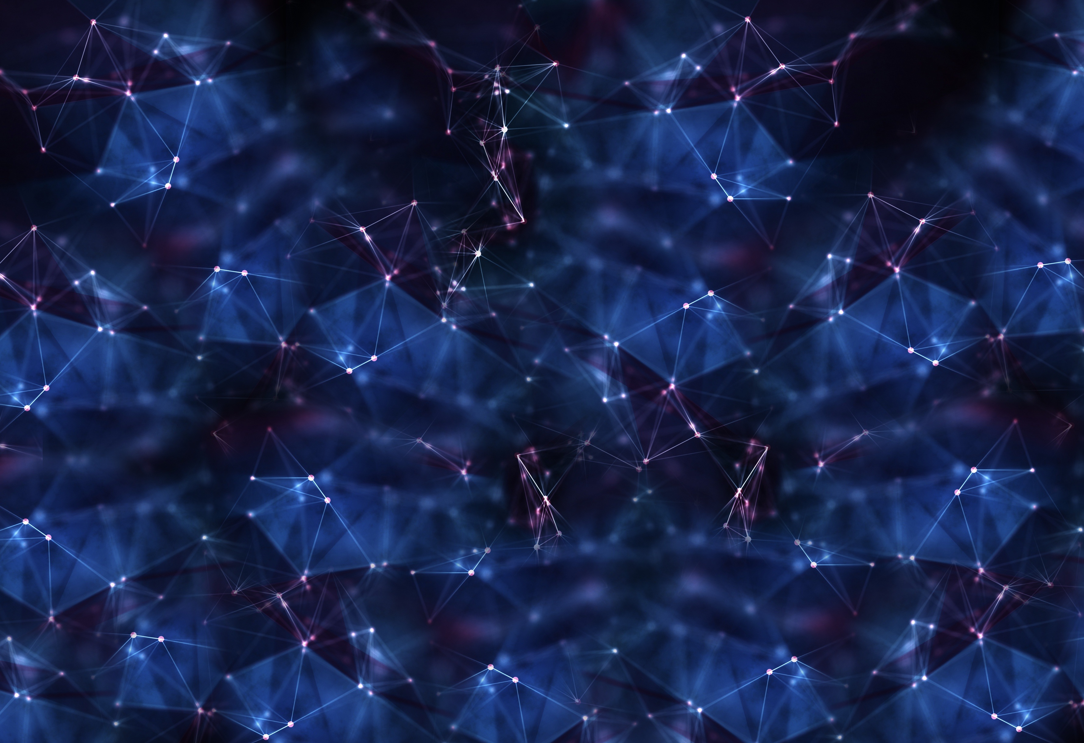 Abstract blue network of glowing points and lines HD Wallpaper