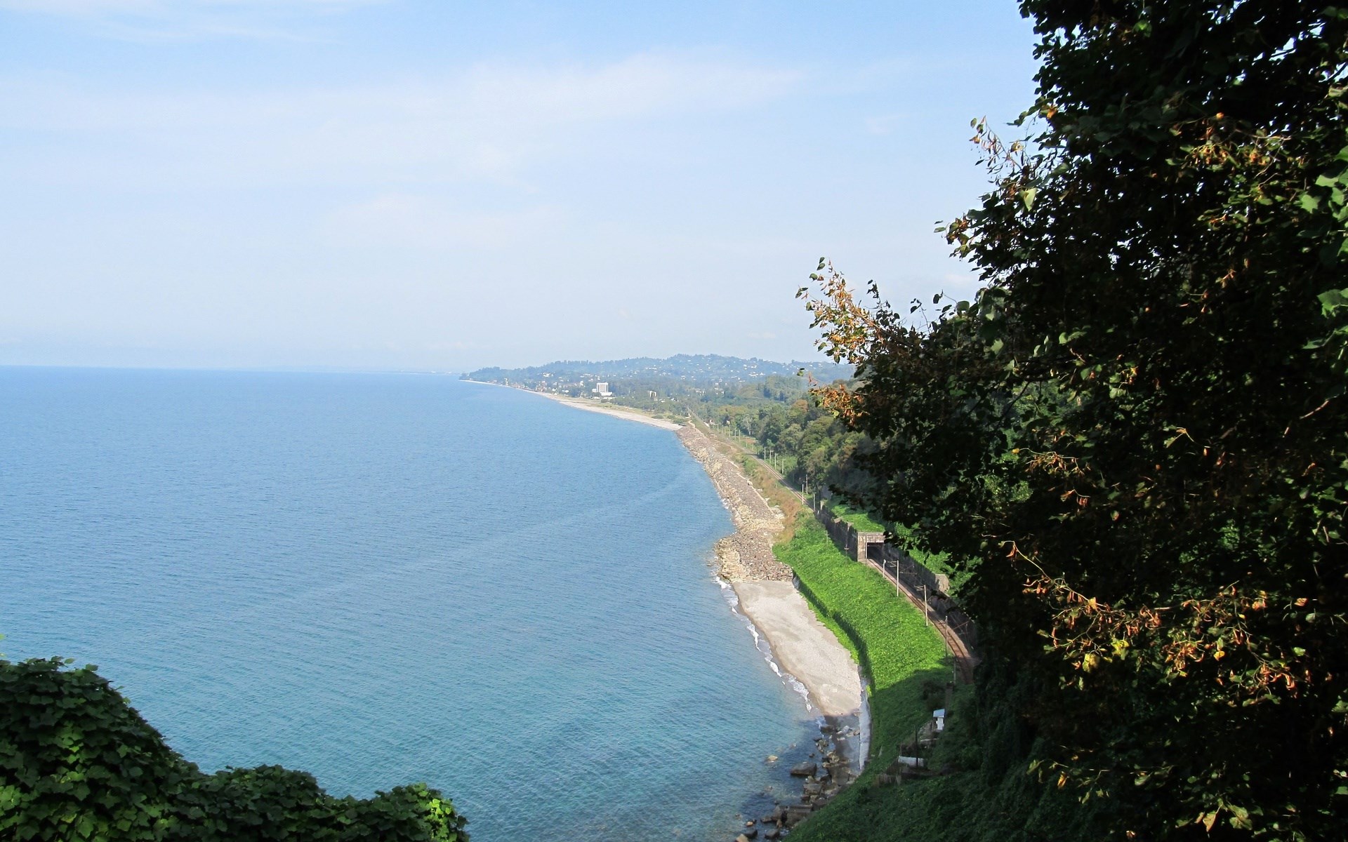 Coastal railway line along the sea HD Wallpaper