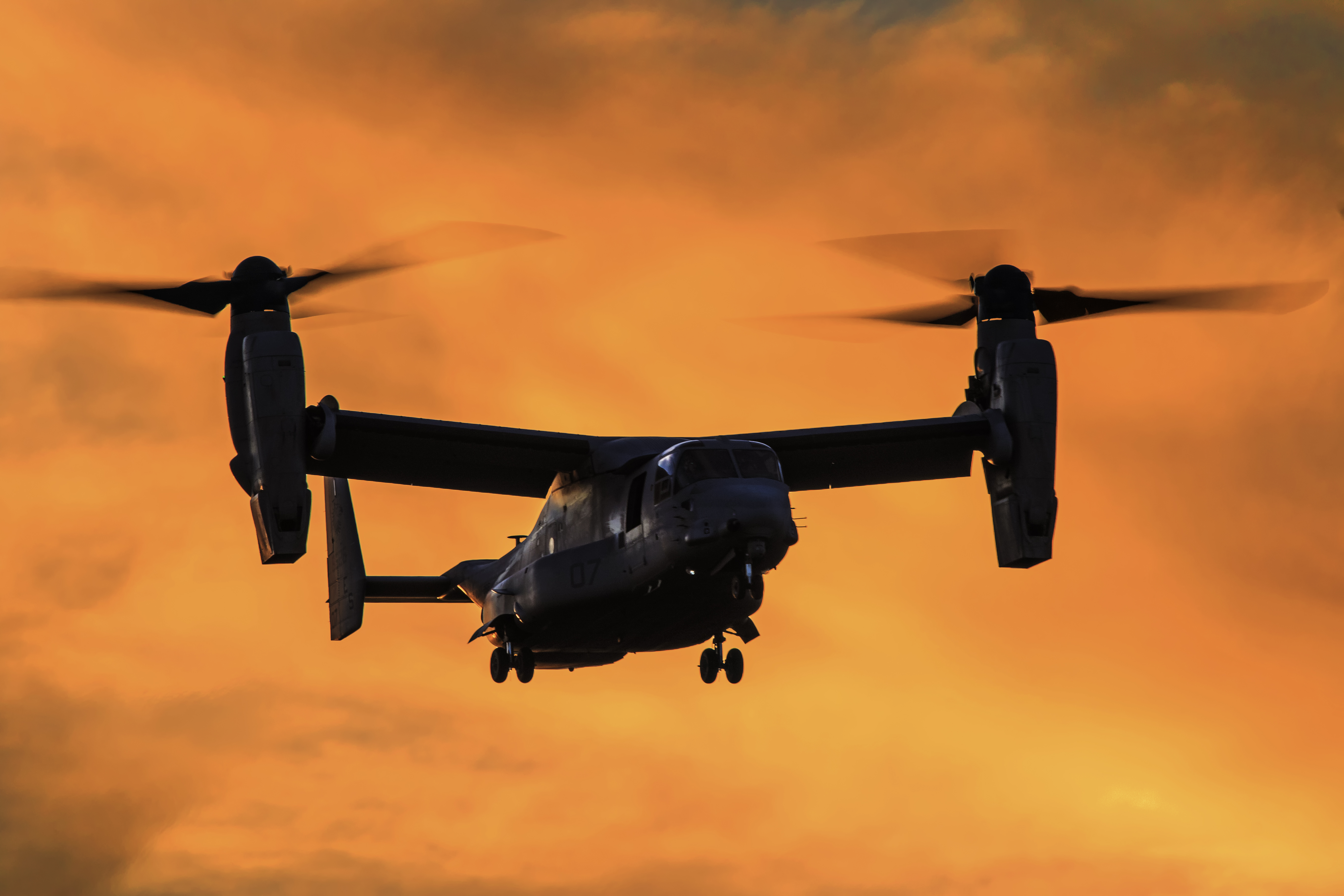 Bell Boeing V-22 Osprey military aircraft in flight HD Wallpaper