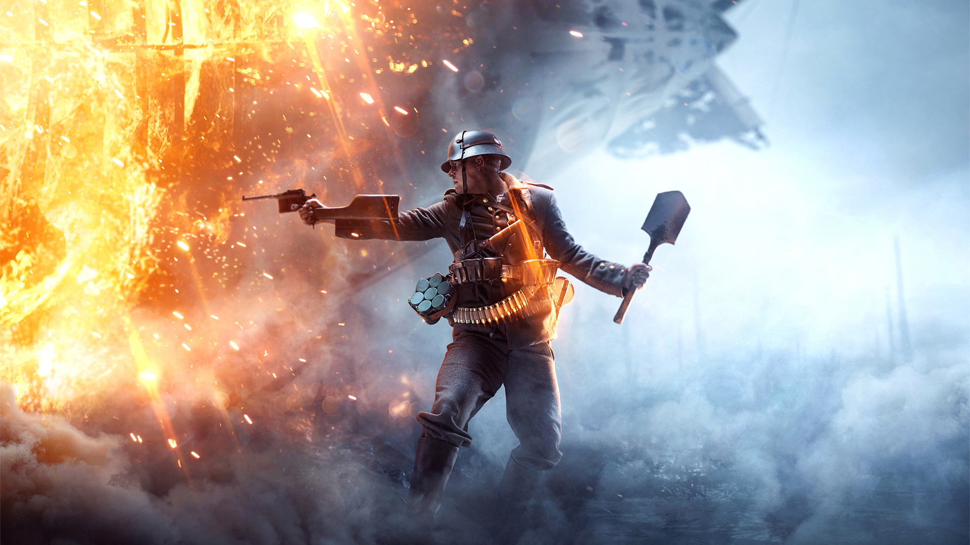 Soldier with shovel and pistol in Battlefield 1 HD Wallpaper