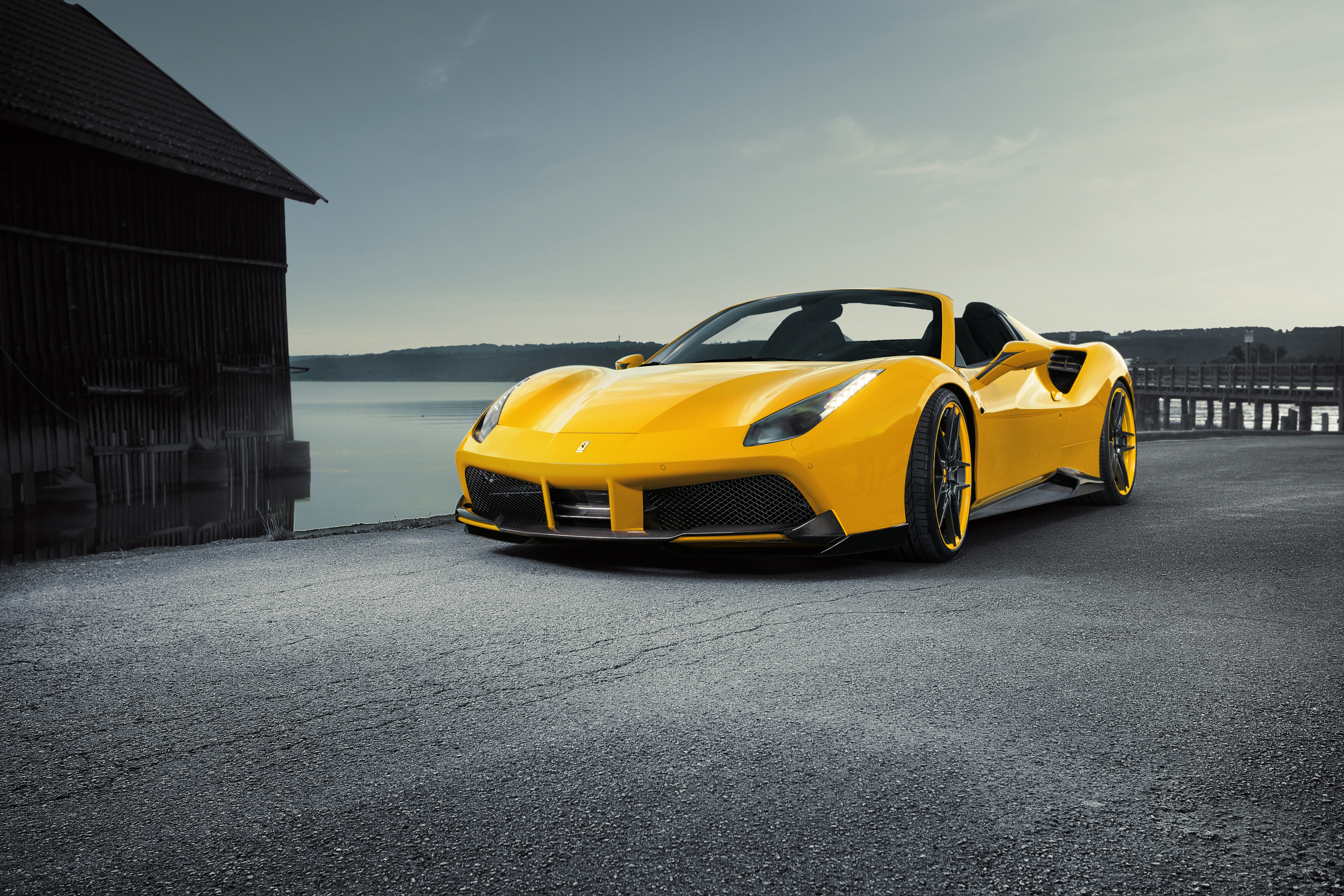 Yellow Ferrari 488 GTS by Novitec Rosso HD Wallpaper