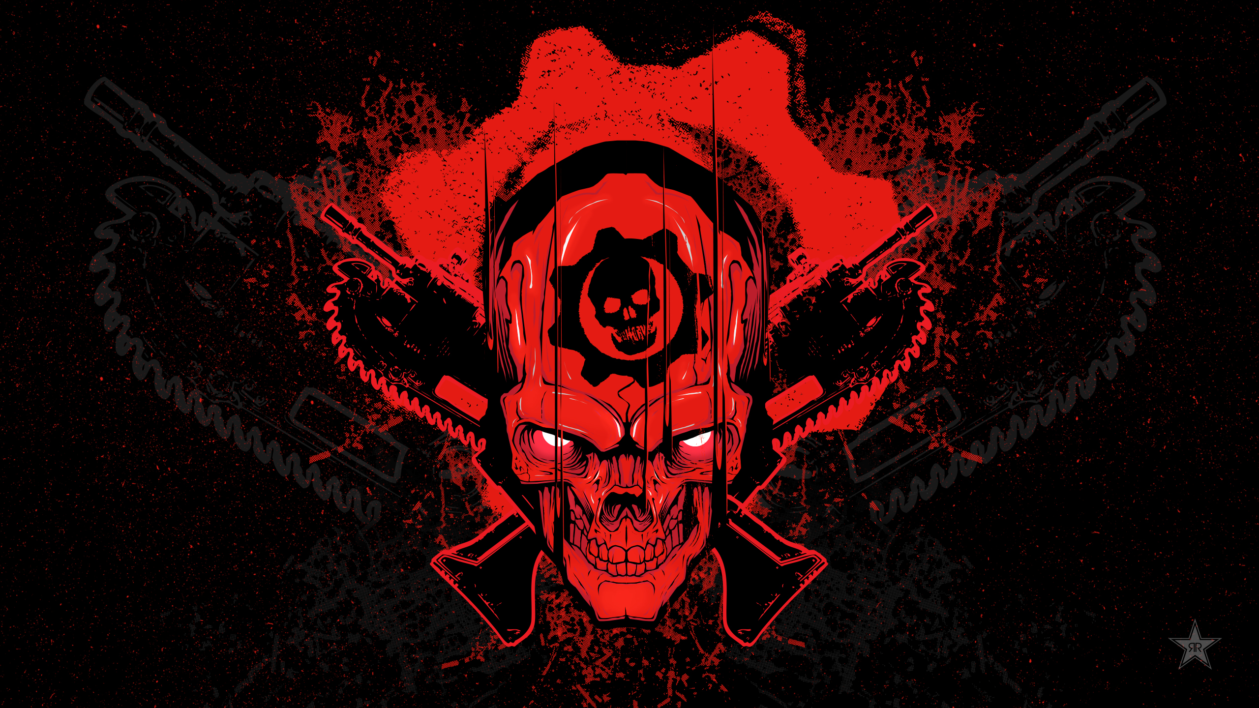 Gears of War 4 Skull with Chainsaws HD Wallpaper