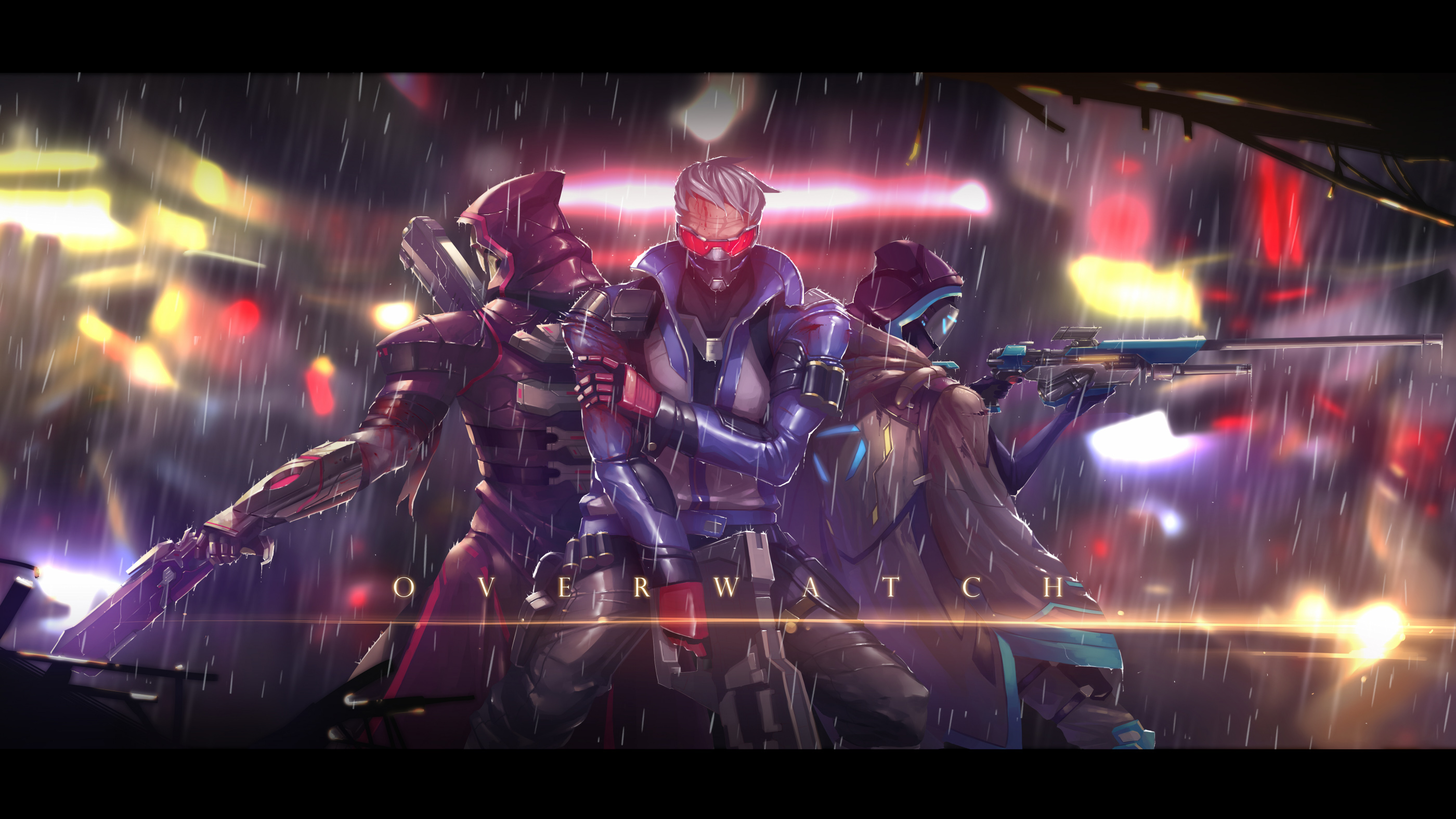 Overwatch characters in the rain HD Wallpaper