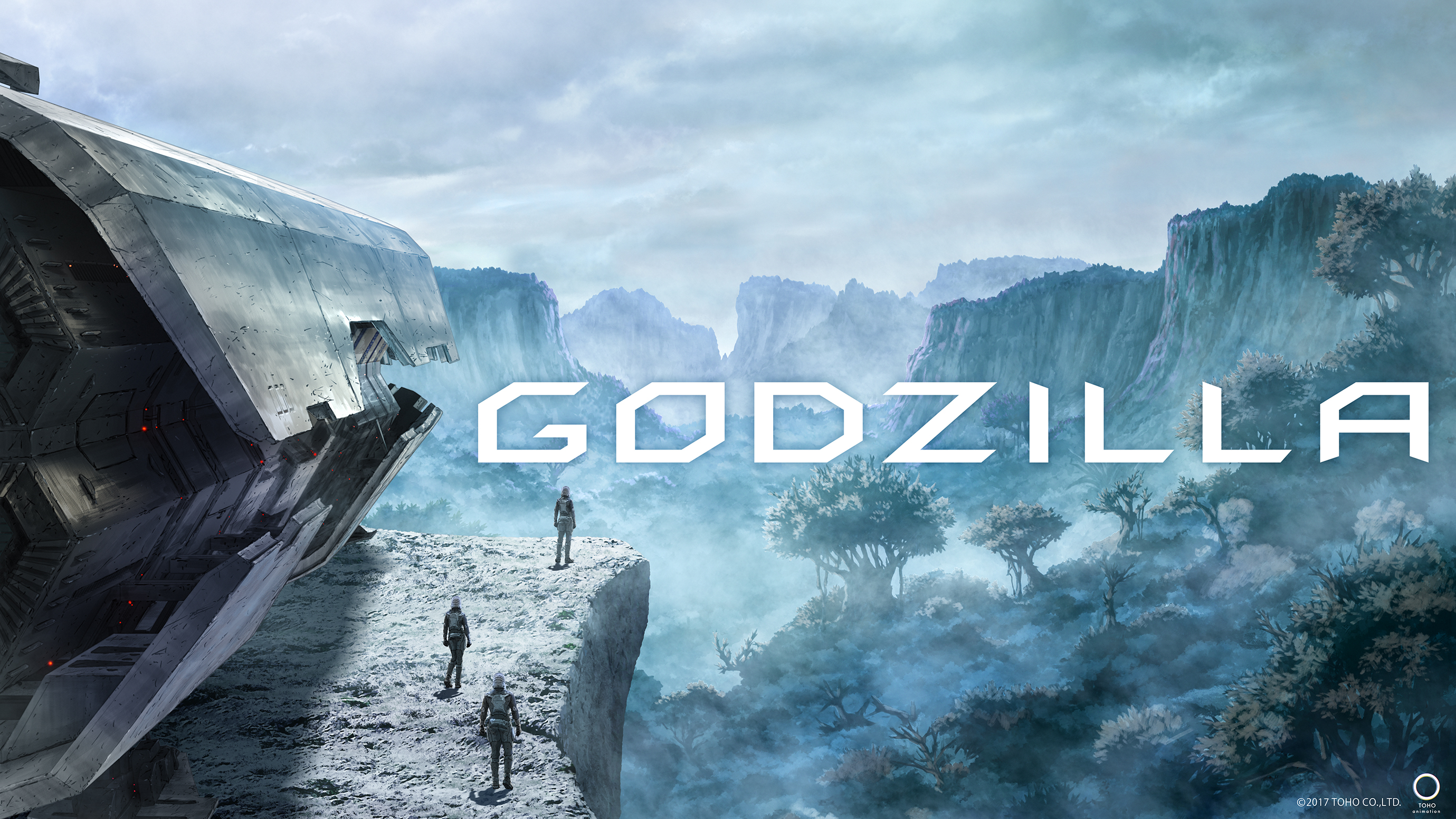 Godzilla anime movie poster with spaceship HD Wallpaper