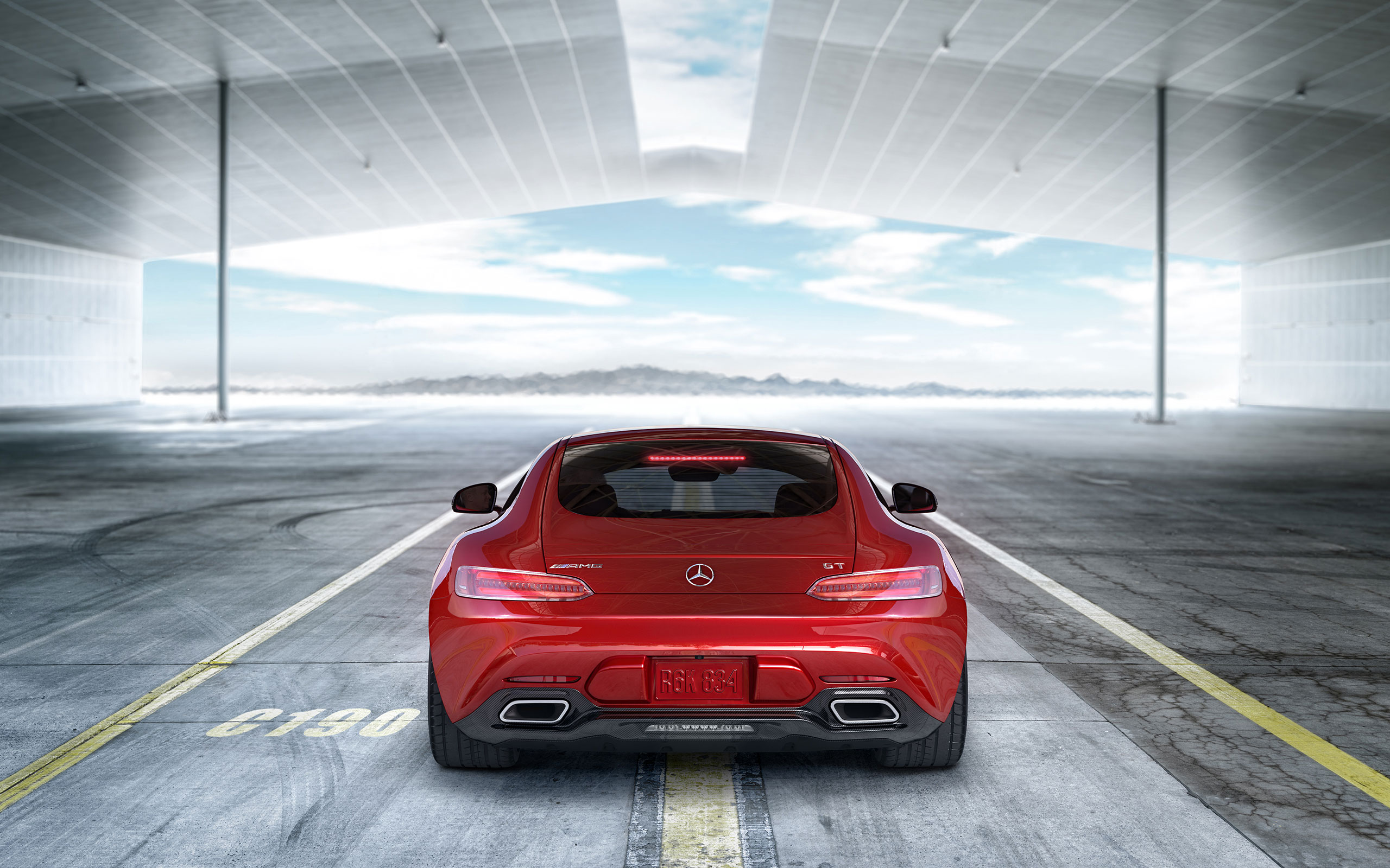 Red Mercedes-AMG GT Car Rear View HD Wallpaper