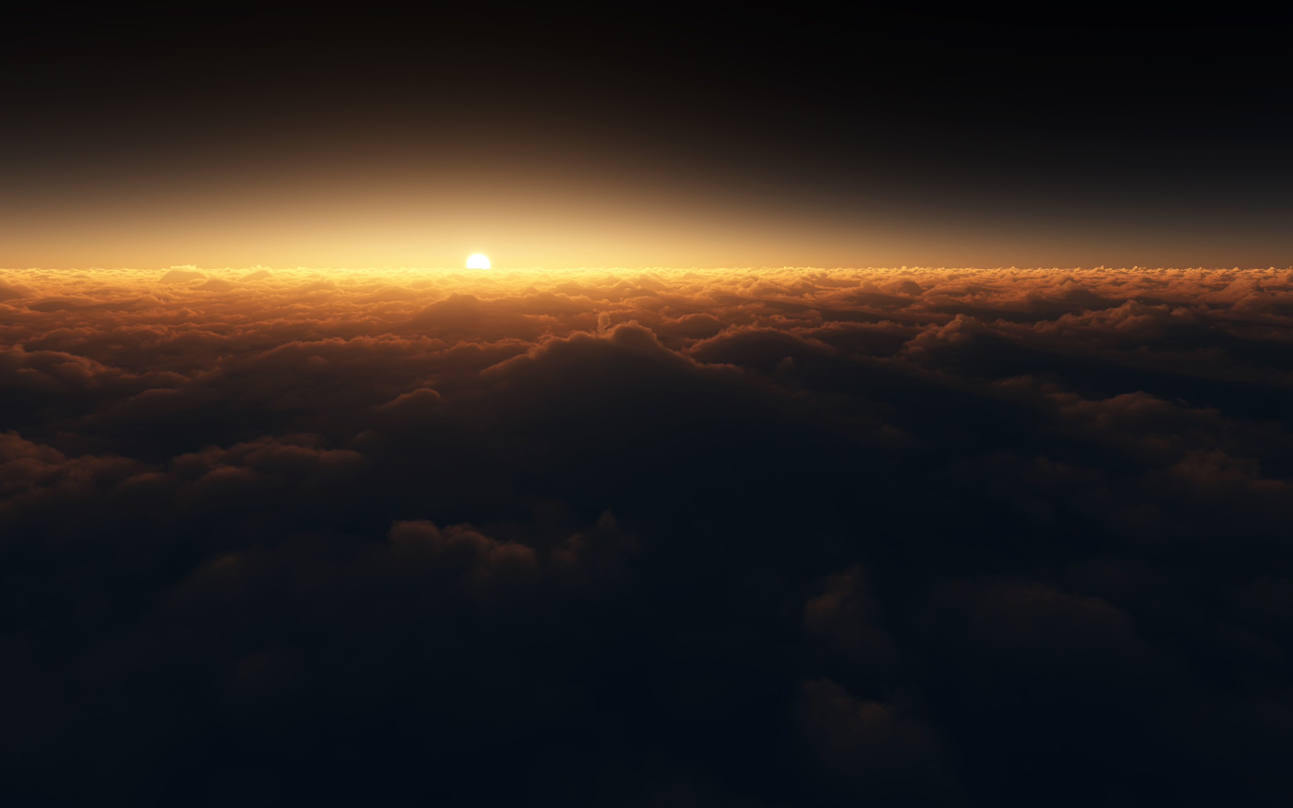 Sunset over dark clouds from above HD Wallpaper