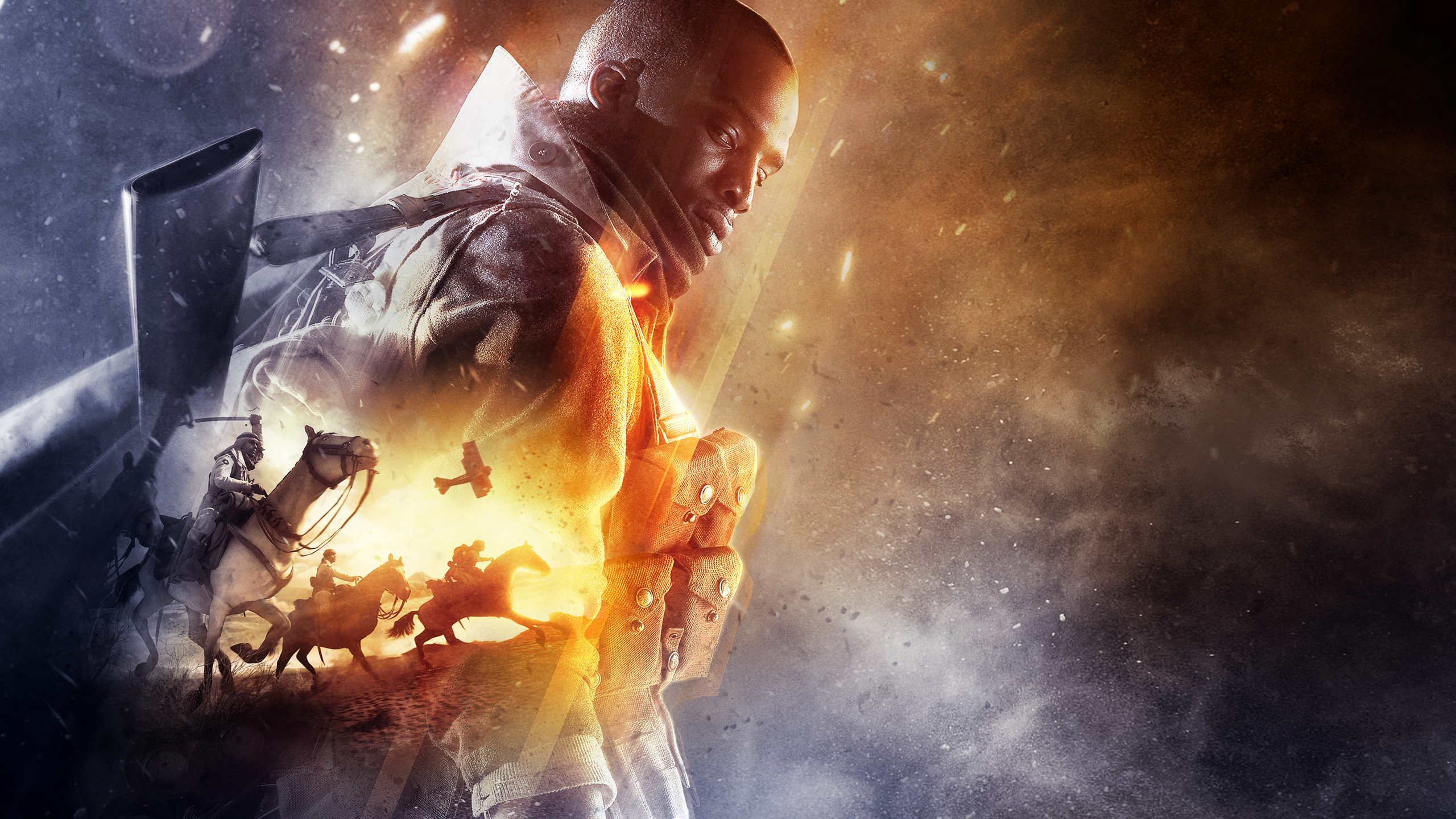 Battlefield 1 soldier with cavalry and aircraft HD Wallpaper