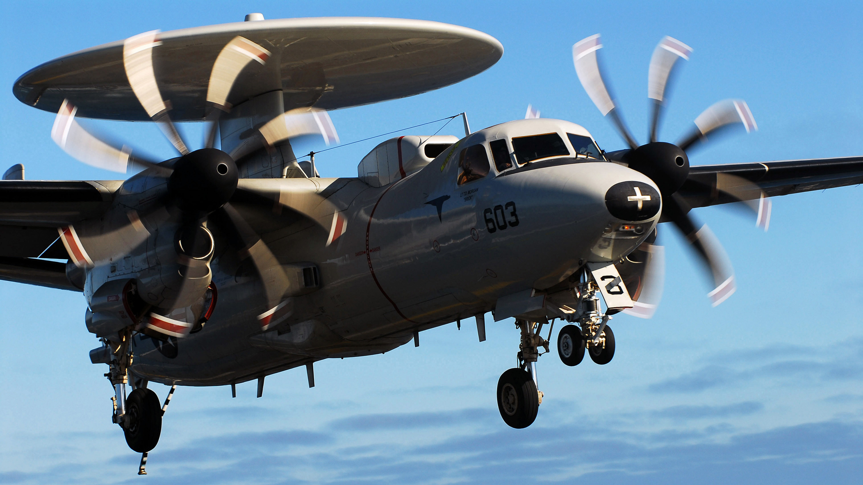 US Navy Northrop Grumman E-2 Hawkeye aircraft in flight HD Wallpaper